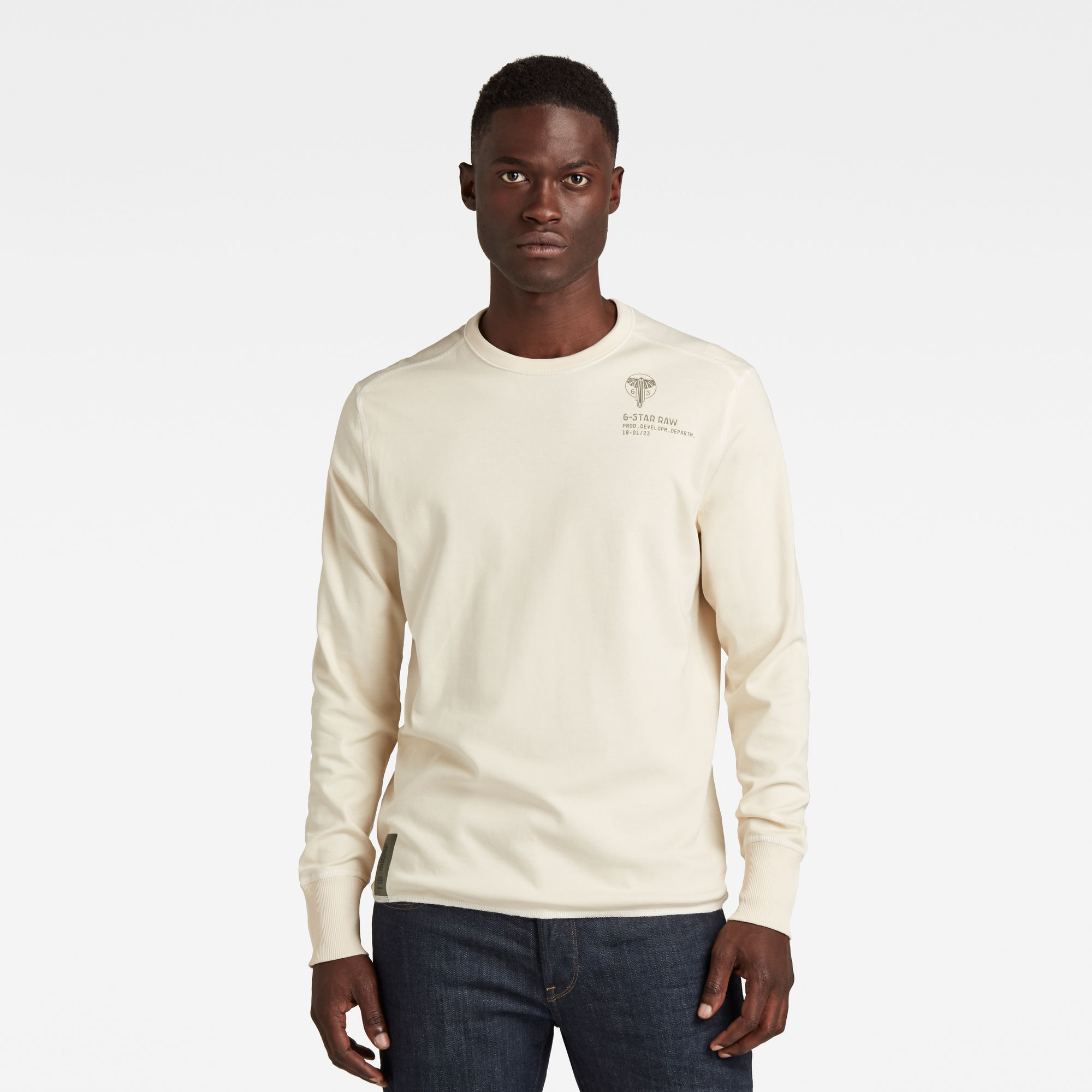 G-Star RAW Heren Back Graphic Tweeter Beige G-Star RAW Heren Back Graphic Tweeter Beige