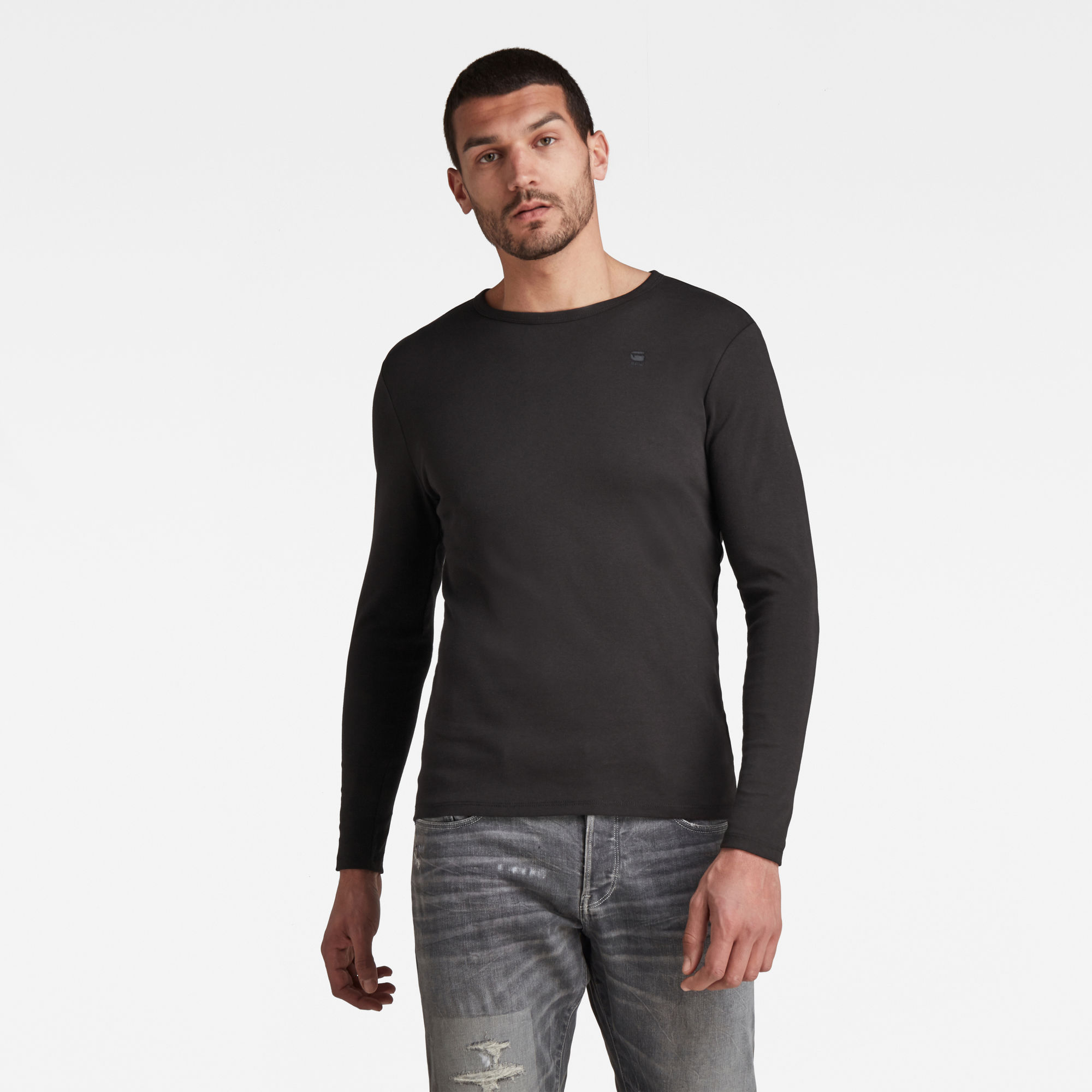 G-Star RAW Heren Basic Round Neck T-Shirt Zwart G-Star RAW Heren Basic Round Neck T-Shirt Zwart
