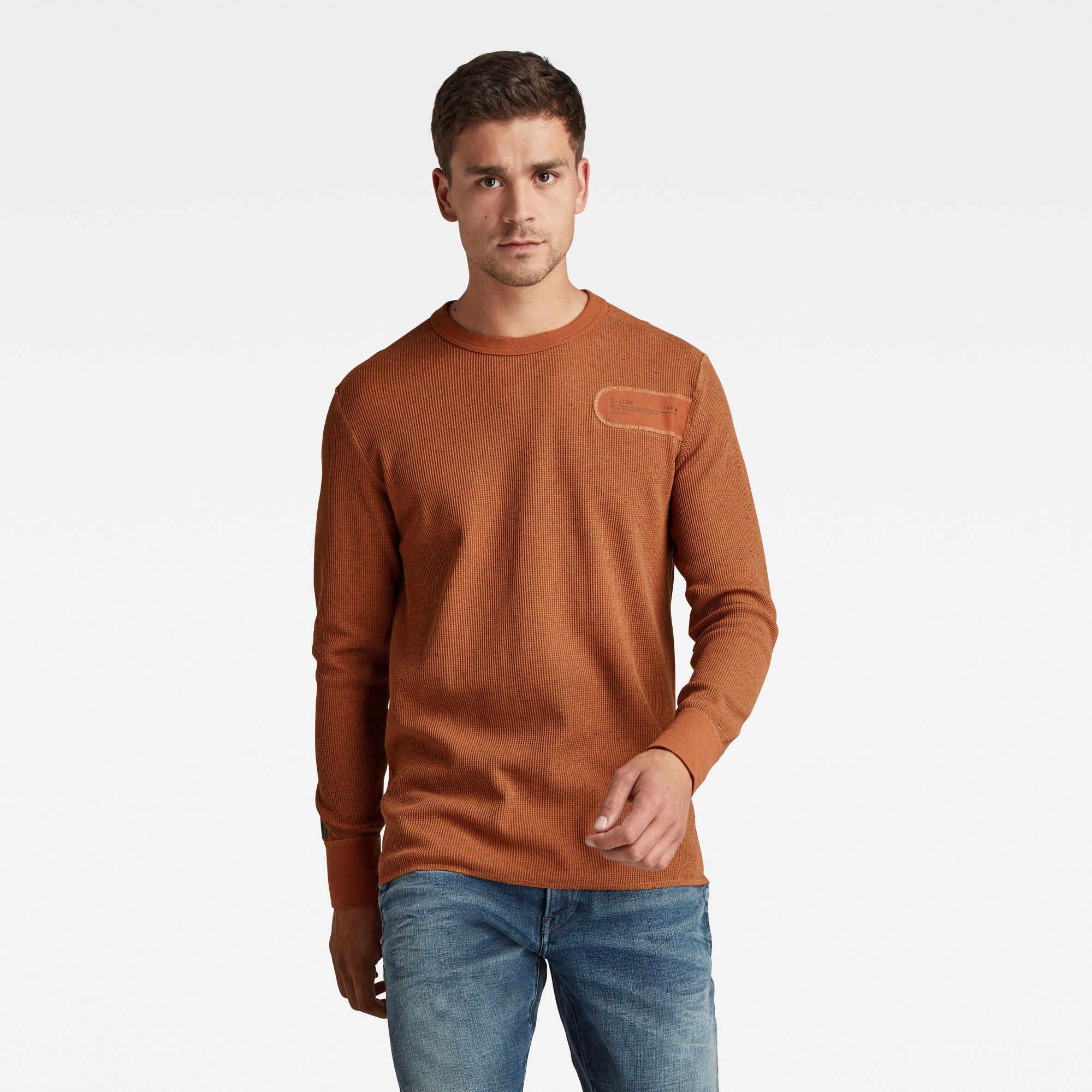 G-Star RAW Heren Heather Waffle Raw Construction T-Shirt Oranje G-Star RAW Heren Heather Waffle Raw Construction T-Shirt Oranje