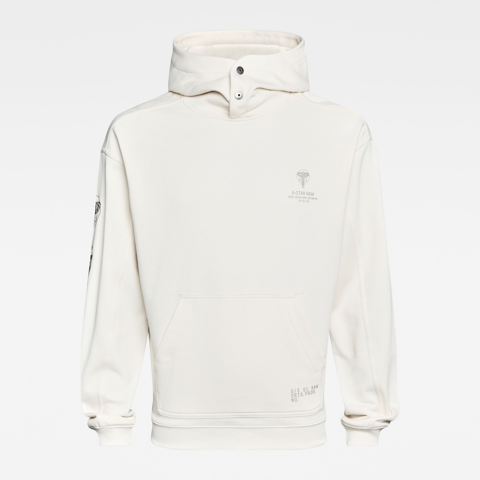 G-Star RAW Heren Sleeve Graphic Hoodie Beige G-Star RAW Heren Sleeve Graphic Hoodie Beige