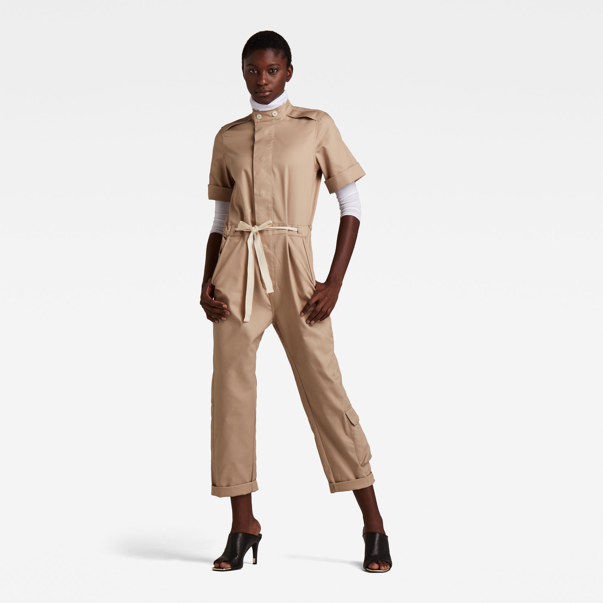 G-Star RAW Dames Short Sleeve Workwear Jumpsuit Beige G-Star RAW Dames Short Sleeve Workwear Jumpsuit Beige