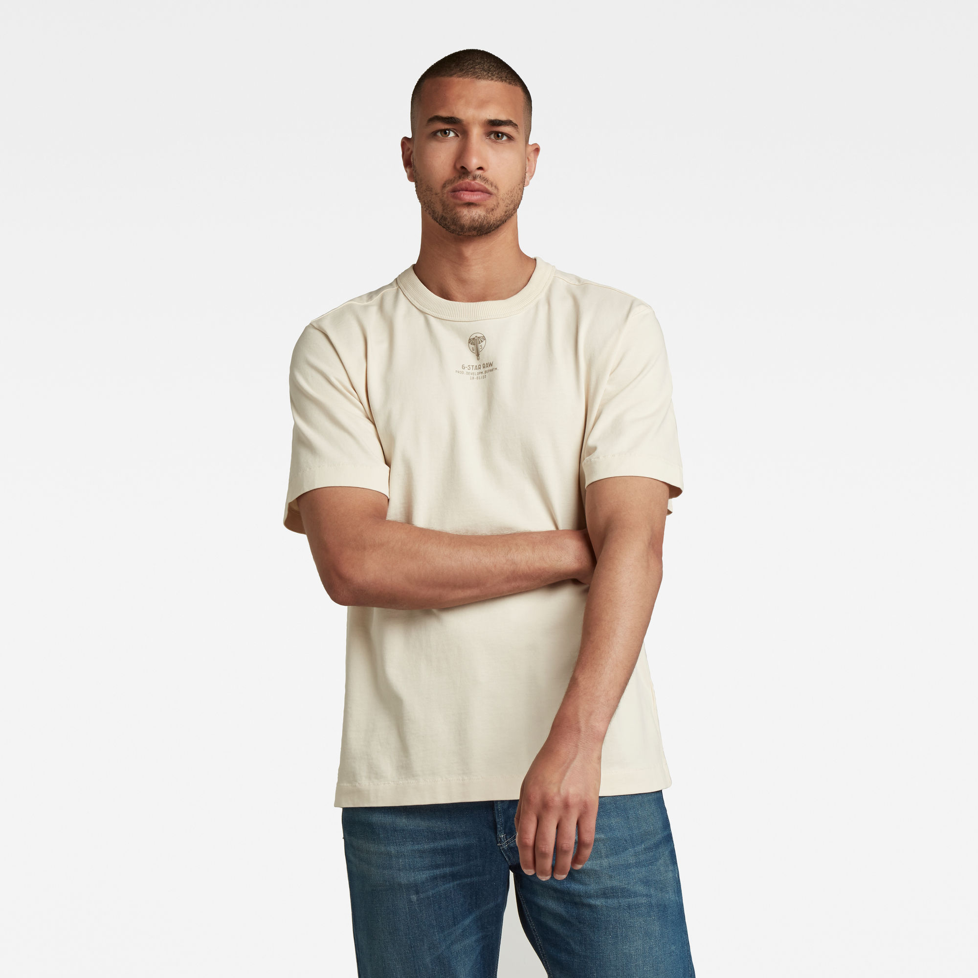 G-Star RAW Heren Back Logo Loose T-Shirt Beige G-Star RAW Heren Back Logo Loose T-Shirt Beige