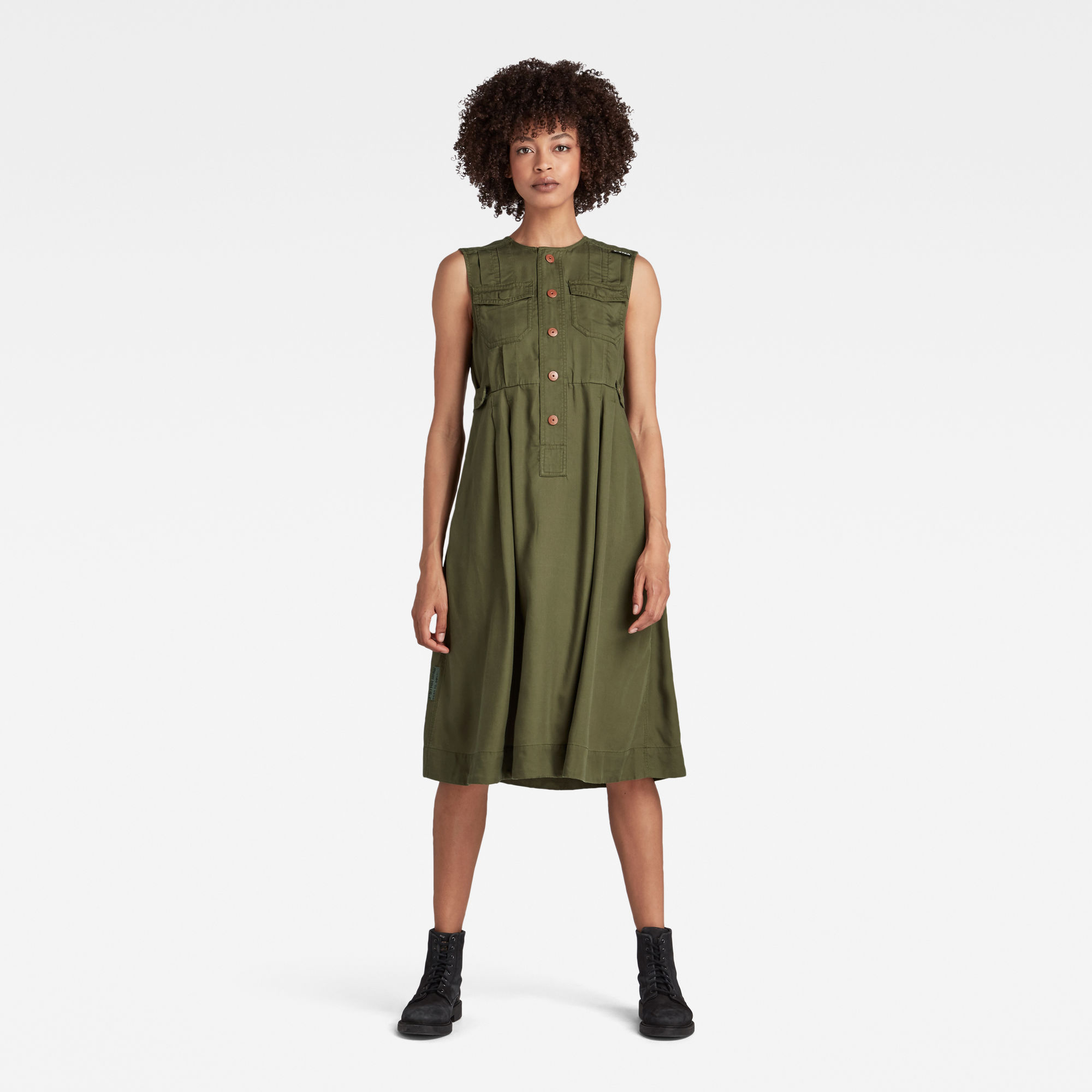 G-Star RAW Dames Fit And Flare Jurk Groen G-Star RAW Dames Fit And Flare Jurk Groen