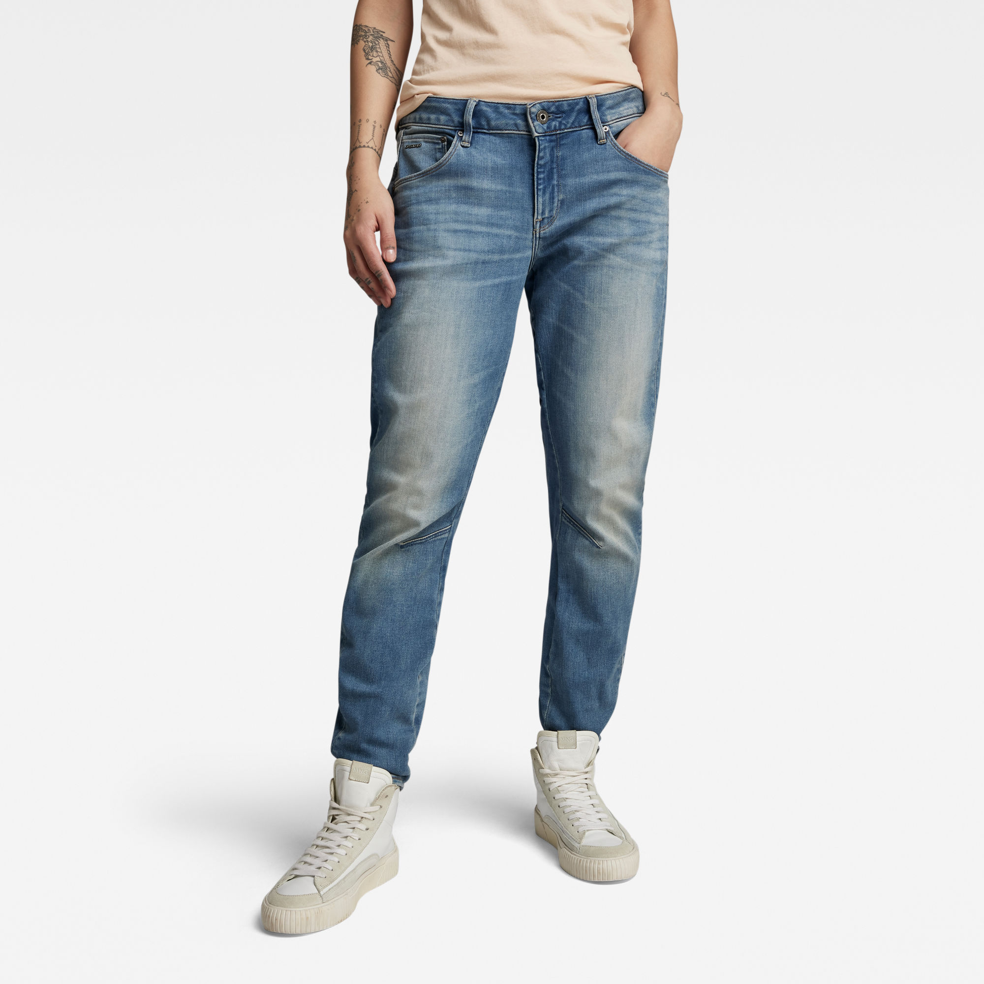 G-Star RAW Dames Arc 3D Mid Waist Skinny Jeans Blauw G-Star RAW Dames Arc 3D Mid Waist Skinny Jeans Blauw