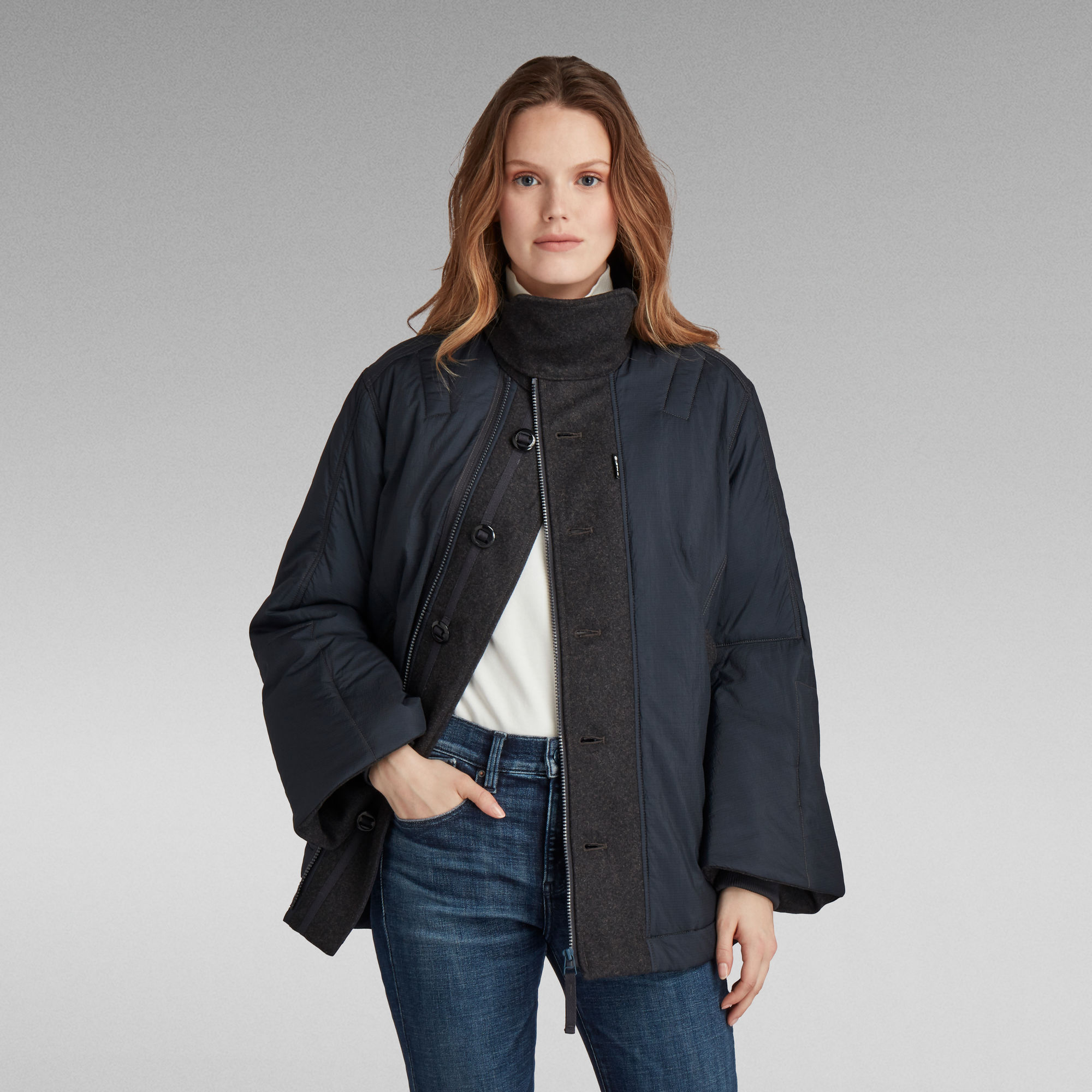 

A-Line Coat - Dark blue - Women