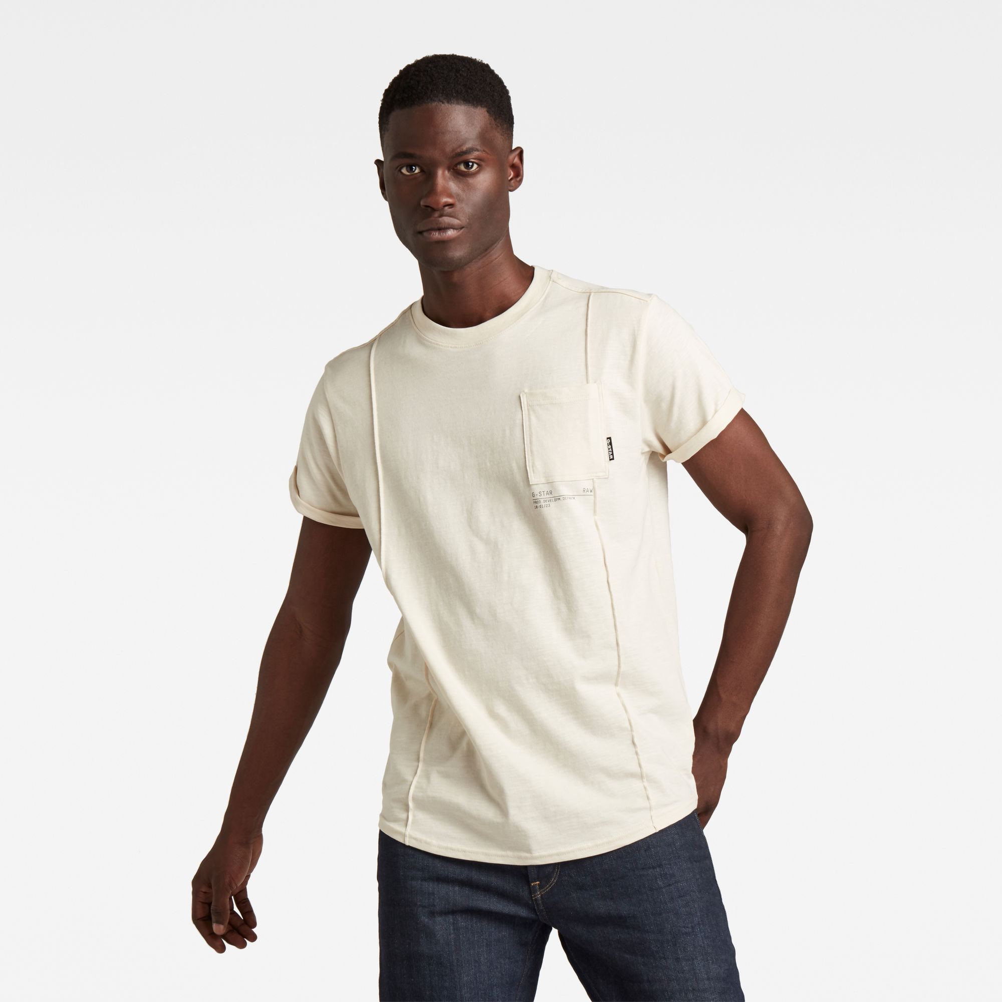 G-Star RAW Heren Lash Pocket Back Graphic T-Shirt Beige G-Star RAW Heren Lash Pocket Back Graphic T-Shirt Beige