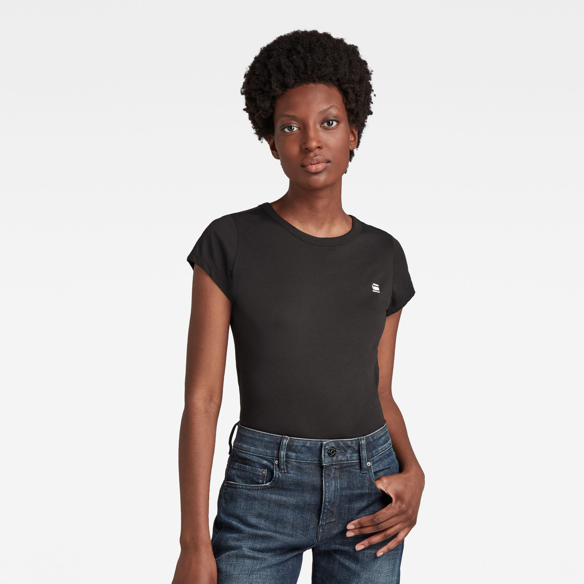 G-Star RAW Dames Eyben Slim T-Shirt Zwart G-Star RAW Dames Eyben Slim T-Shirt Zwart