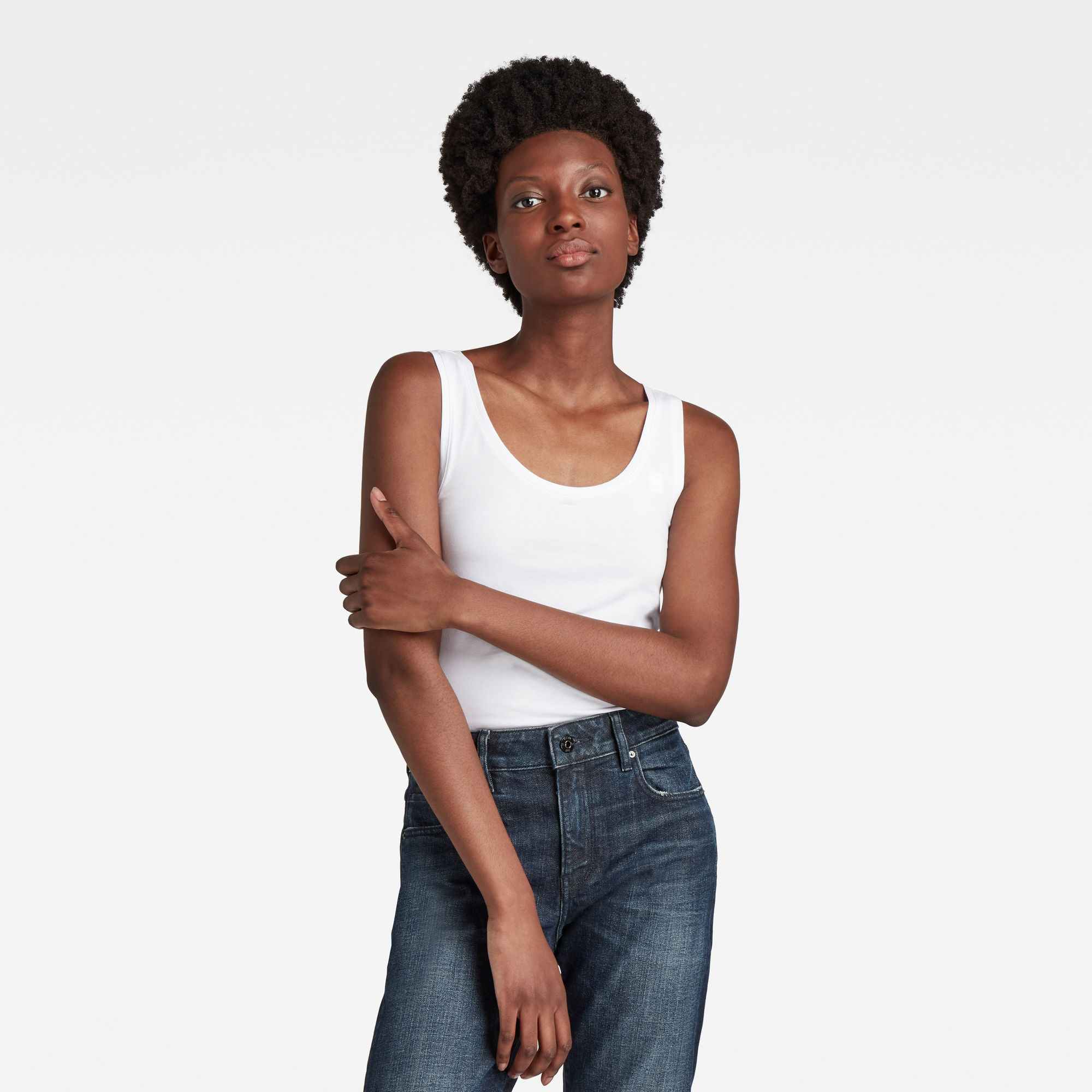 G-Star RAW Dames Basic Round Neck Tanktop Wit G-Star RAW Dames Basic Round Neck Tanktop Wit