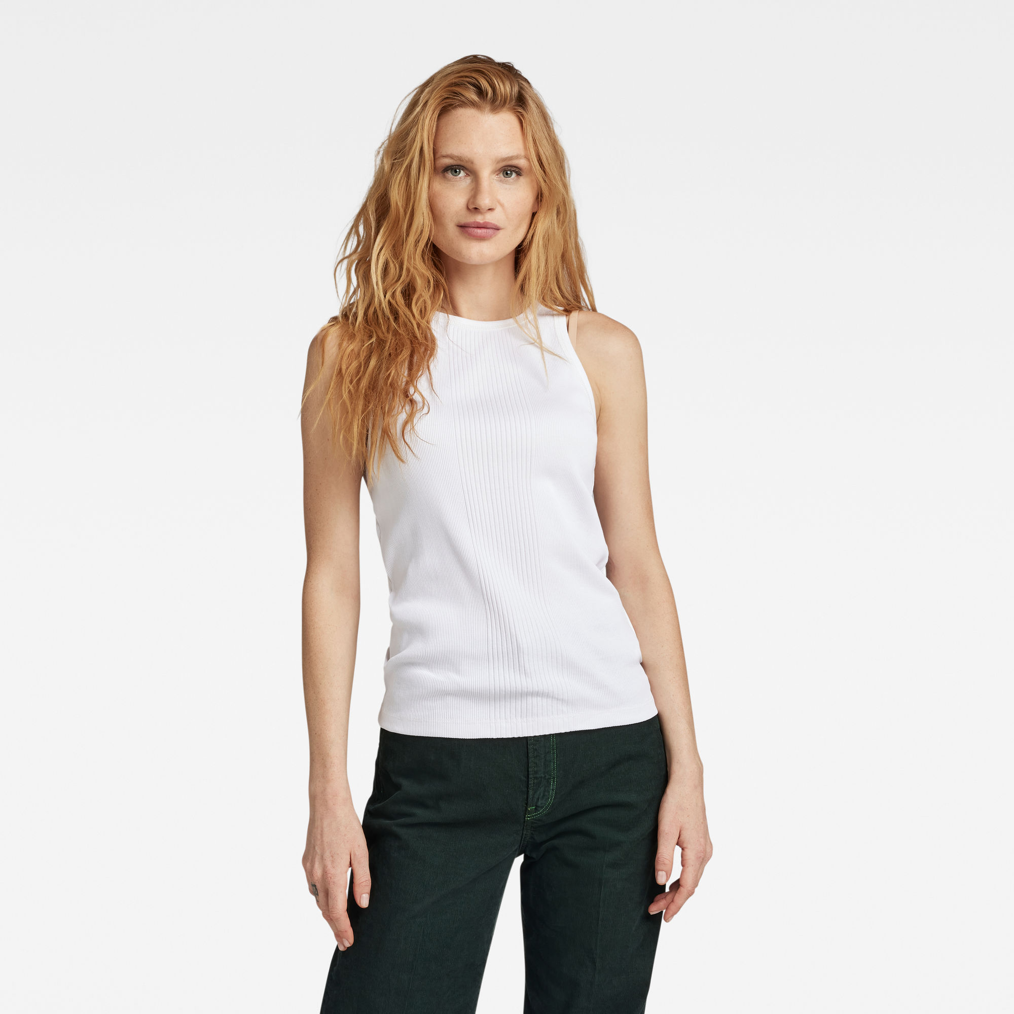 G-Star RAW Dames Engineered Rib Tanktop Wit G-Star RAW Dames Engineered Rib Tanktop Wit