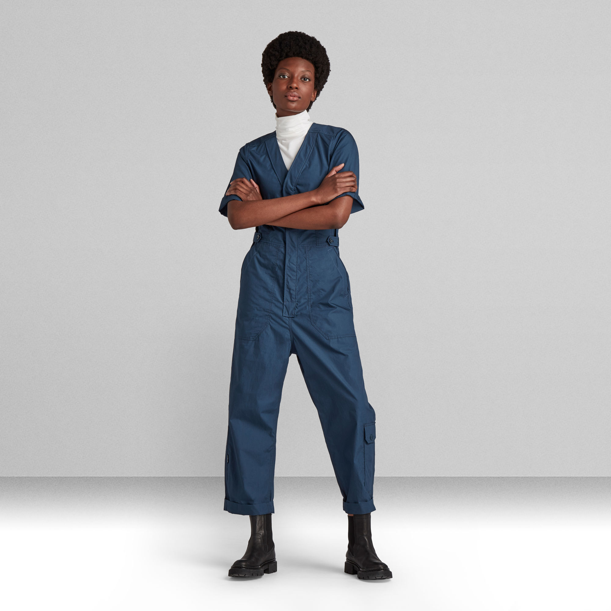 

V-Hals Jumpsuit - Donkerblauw - Dames