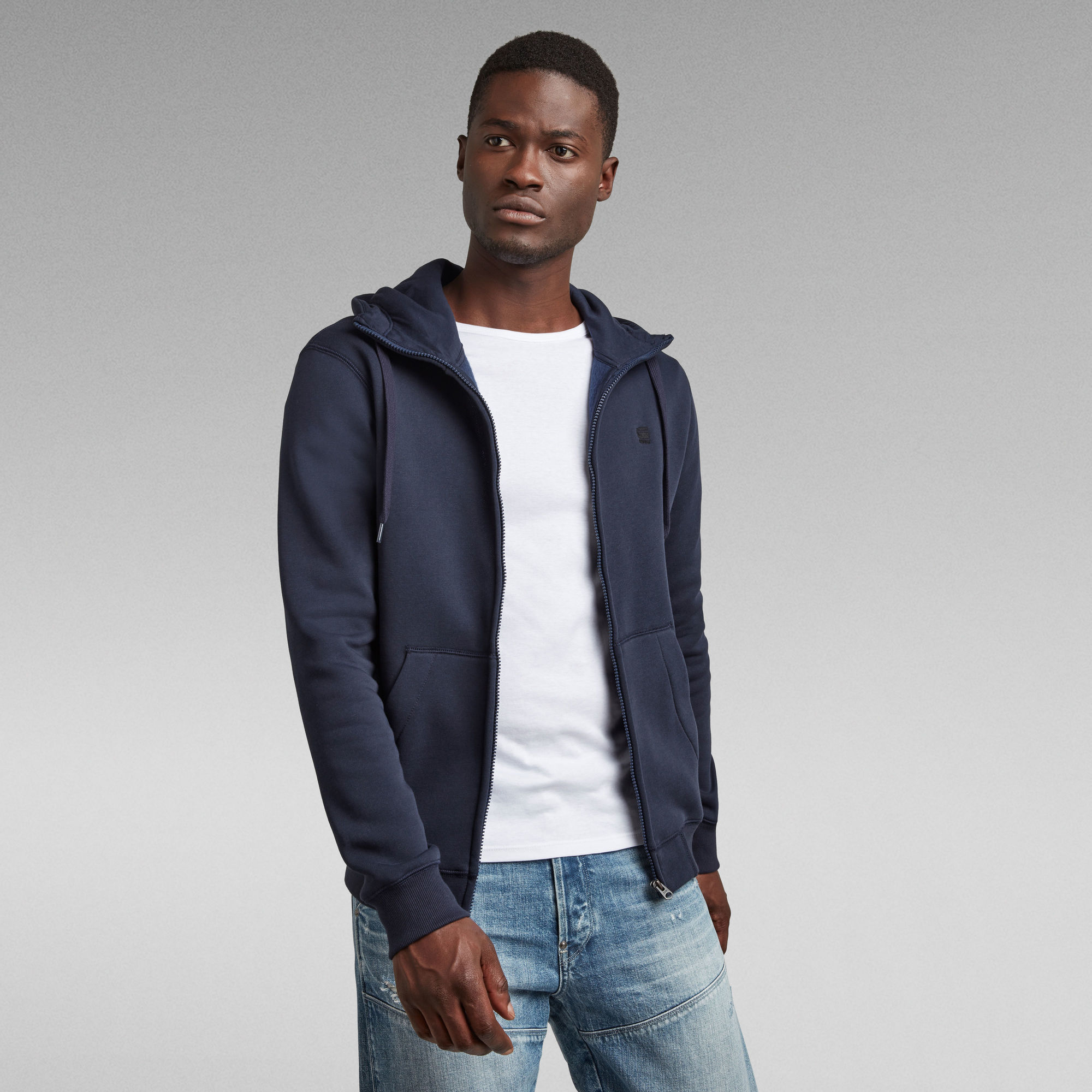 G-Star RAW Heren Premium Core Rits Hoodie Donkerblauw G-Star RAW Heren Premium Core Rits Hoodie Donkerblauw