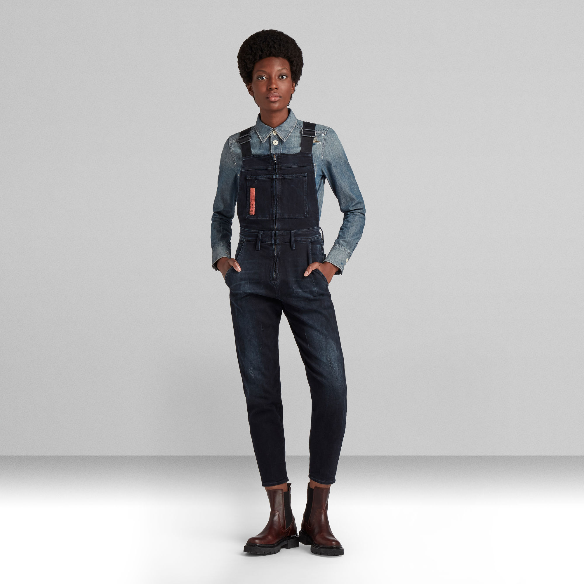 

Slim Denim Dungaree - Dark blue - Women