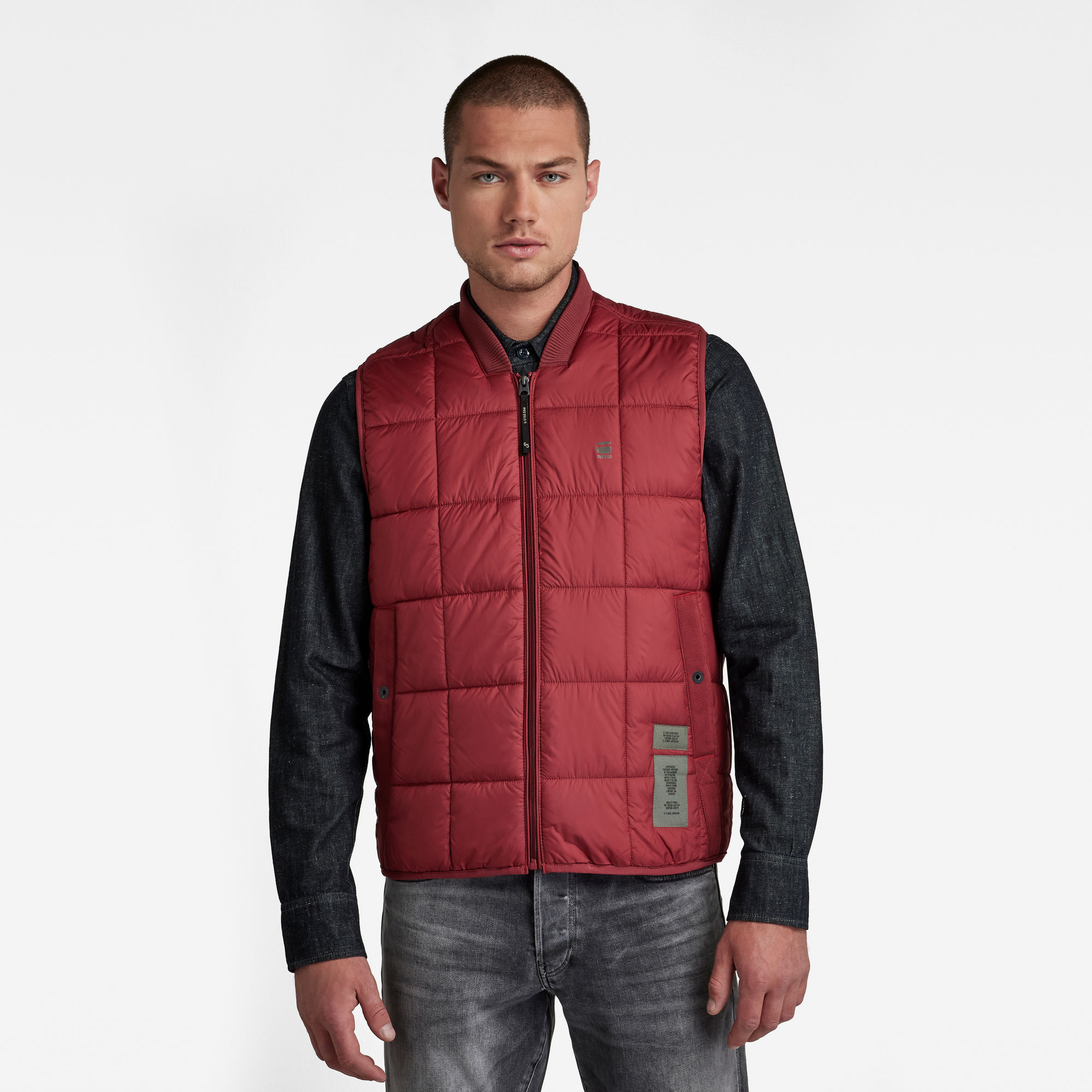 G-Star RAW Heren Bodywarmer Meefic Square Quilted Rood G-Star RAW Heren Bodywarmer Meefic Square Quilted Rood