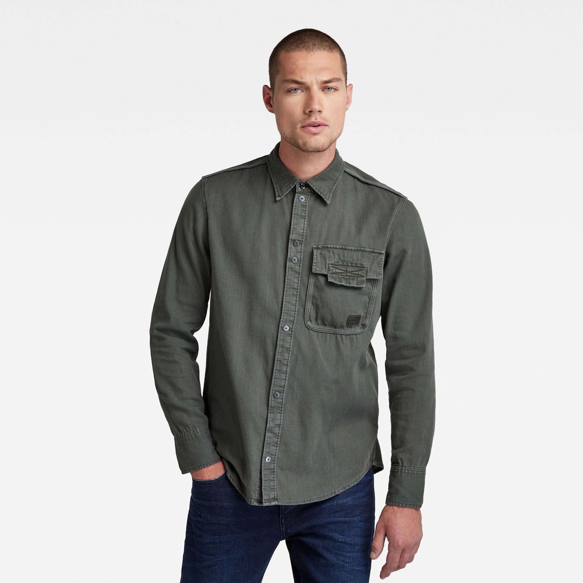 G-Star RAW Heren Bound Pocket Slim Shirt Grijs G-Star RAW Heren Bound Pocket Slim Shirt Grijs
