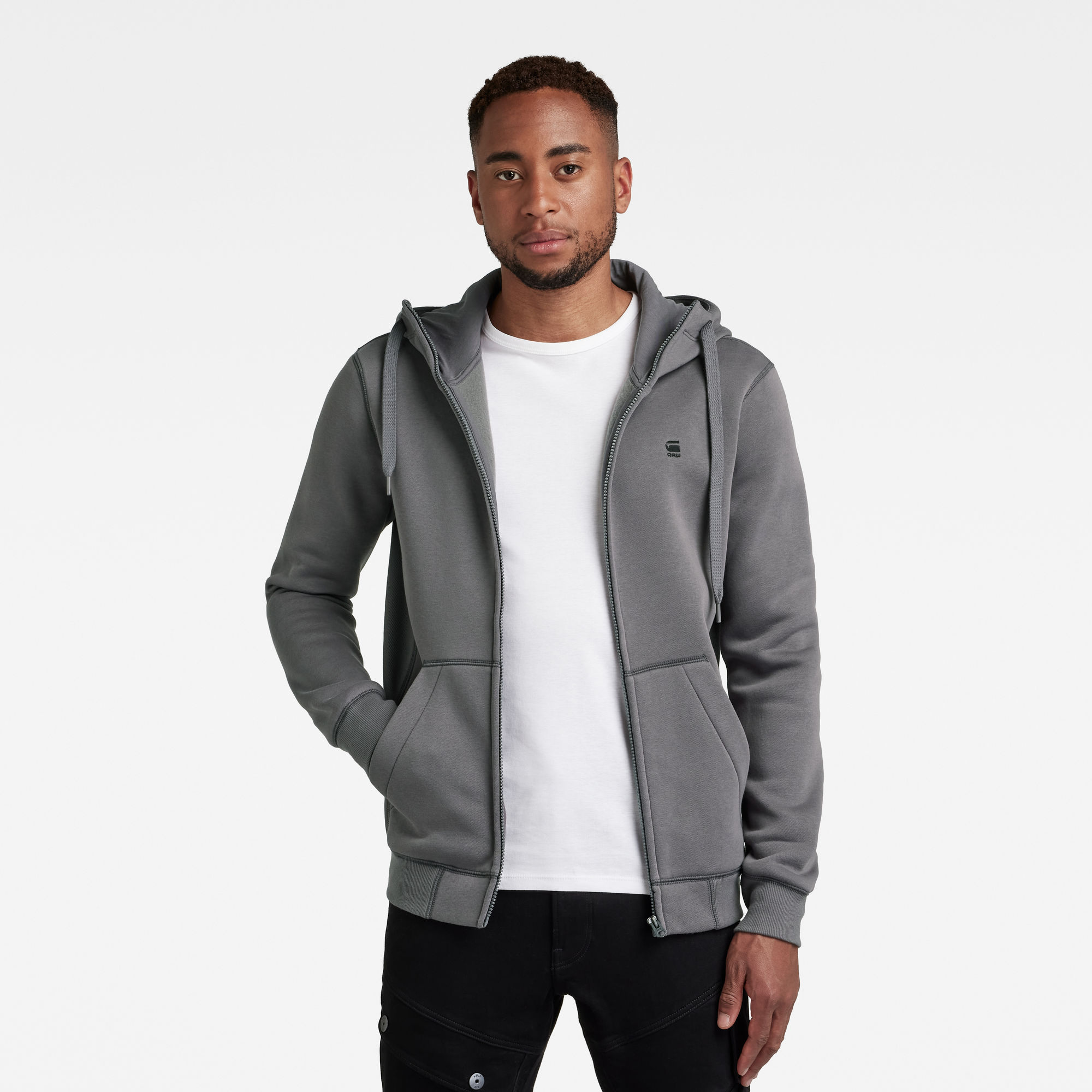 G-Star RAW Heren Premium Core Hoodie Met Rits Grijs G-Star RAW Heren Premium Core Hoodie Met Rits Grijs