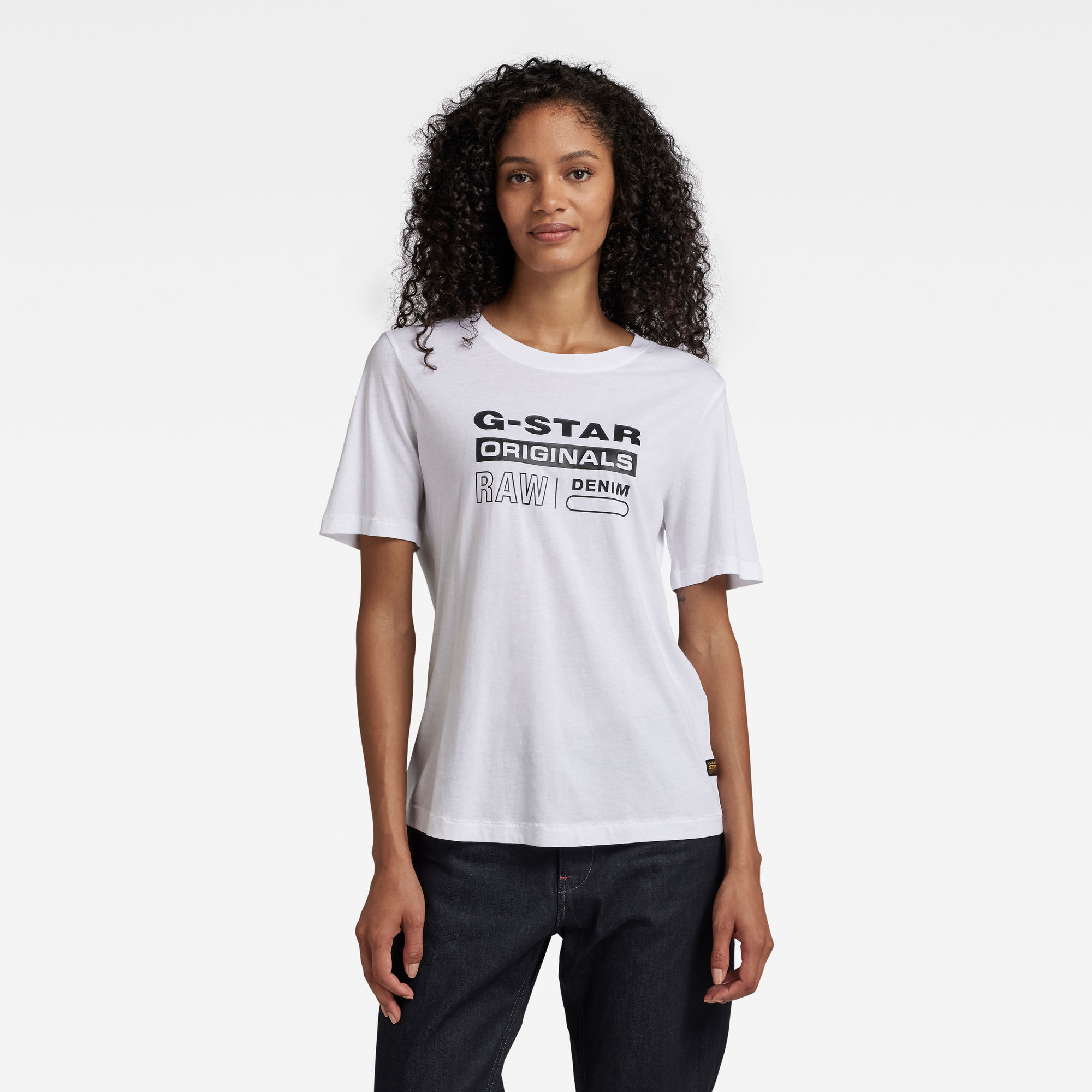 G-Star RAW Dames Originals Label Regular Fit Tee Wit G-Star RAW Dames Originals Label Regular Fit Tee Wit