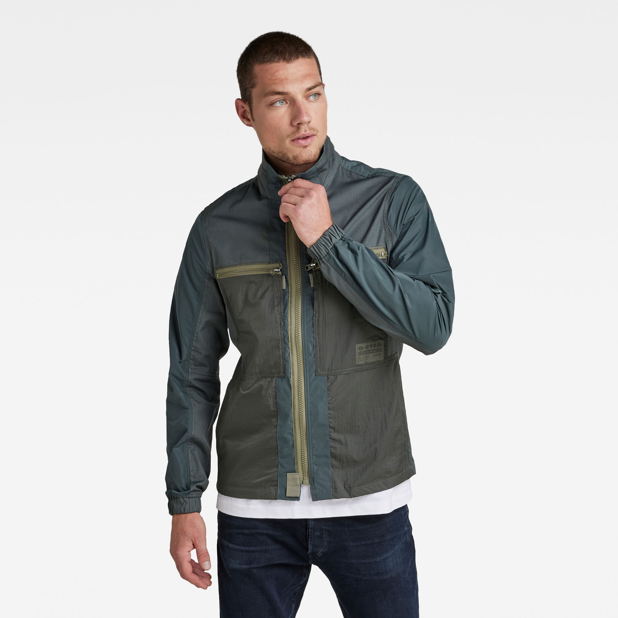 G-Star RAW Heren Fabric Mix Overshirt Grijs G-Star RAW Heren Fabric Mix Overshirt Grijs
