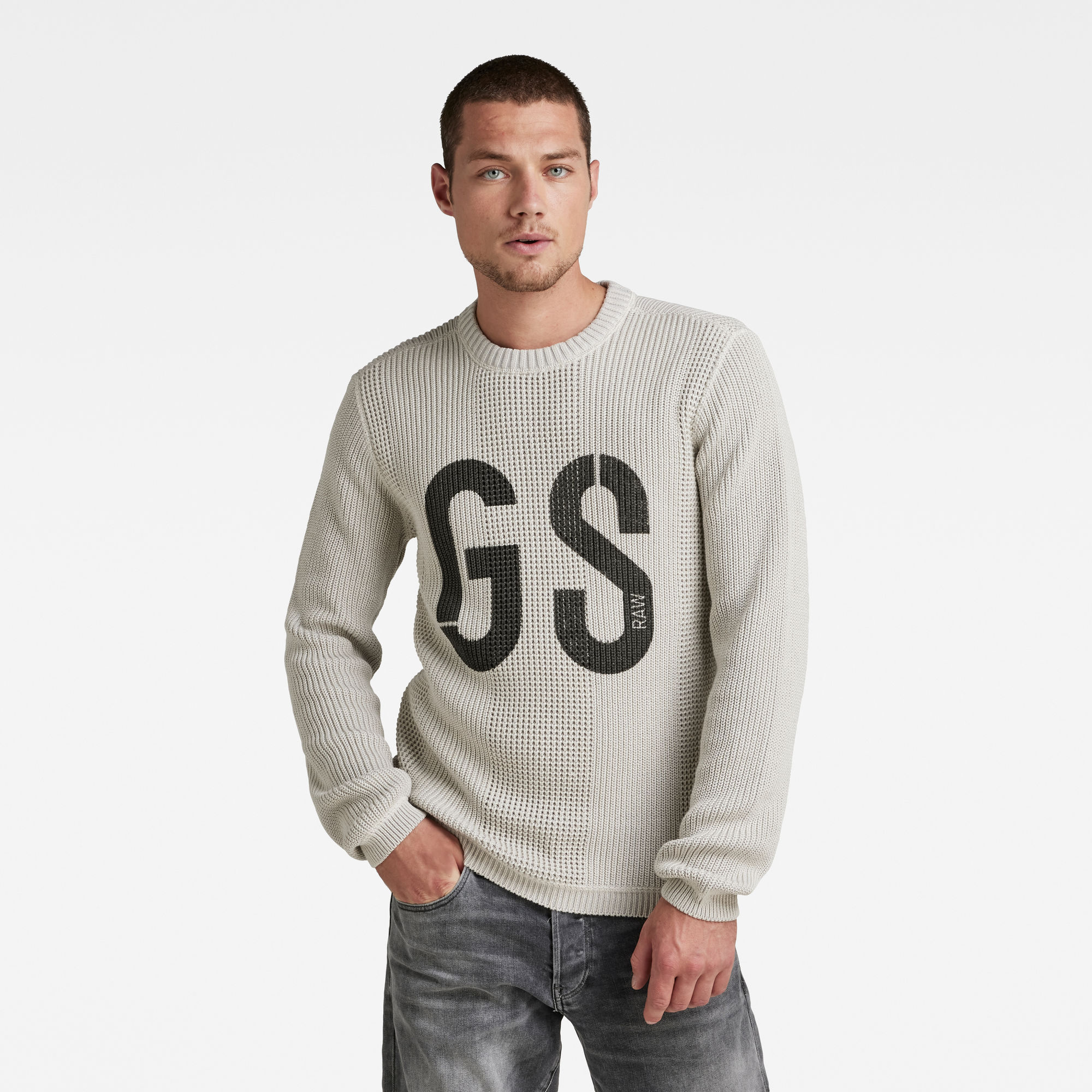 G-Star RAW Heren Gebreide Trui GS Structure Beige G-Star RAW Heren Gebreide Trui GS Structure Beige