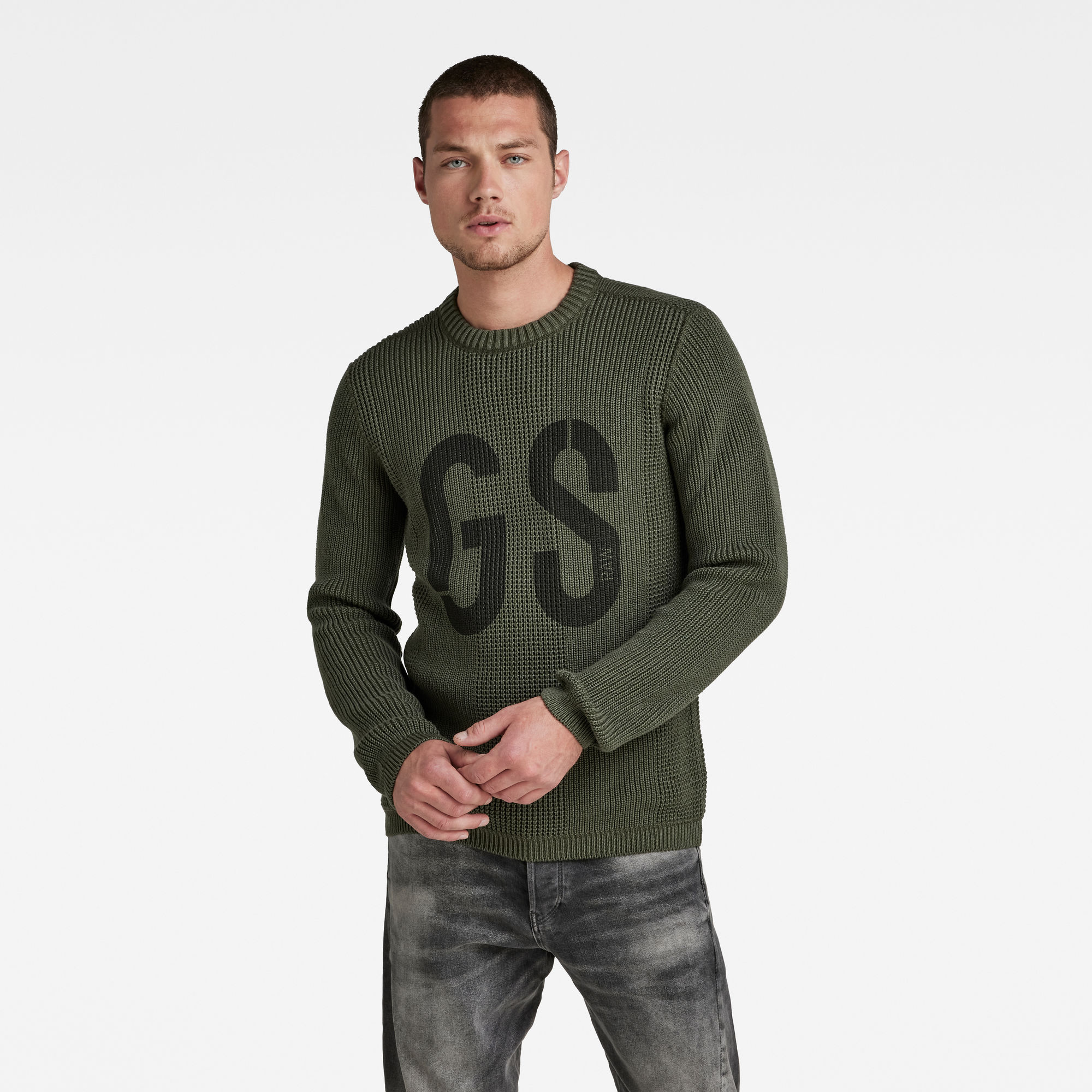 G-Star RAW Heren Gebreide Trui GS Structure Grijs G-Star RAW Heren Gebreide Trui GS Structure Grijs