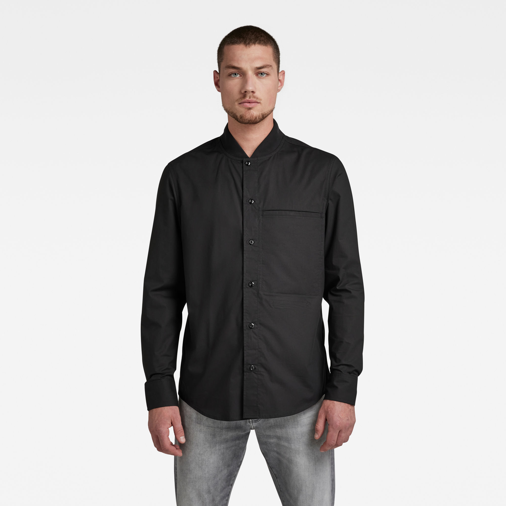 G-Star RAW Heren Regular Shirt Bomber Collar Zwart G-Star RAW Heren Regular Shirt Bomber Collar Zwart