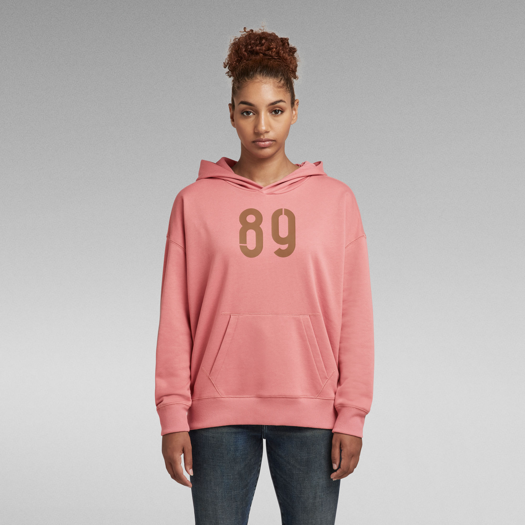 Graphic Back Snaps Hoodie - Pink - Damen