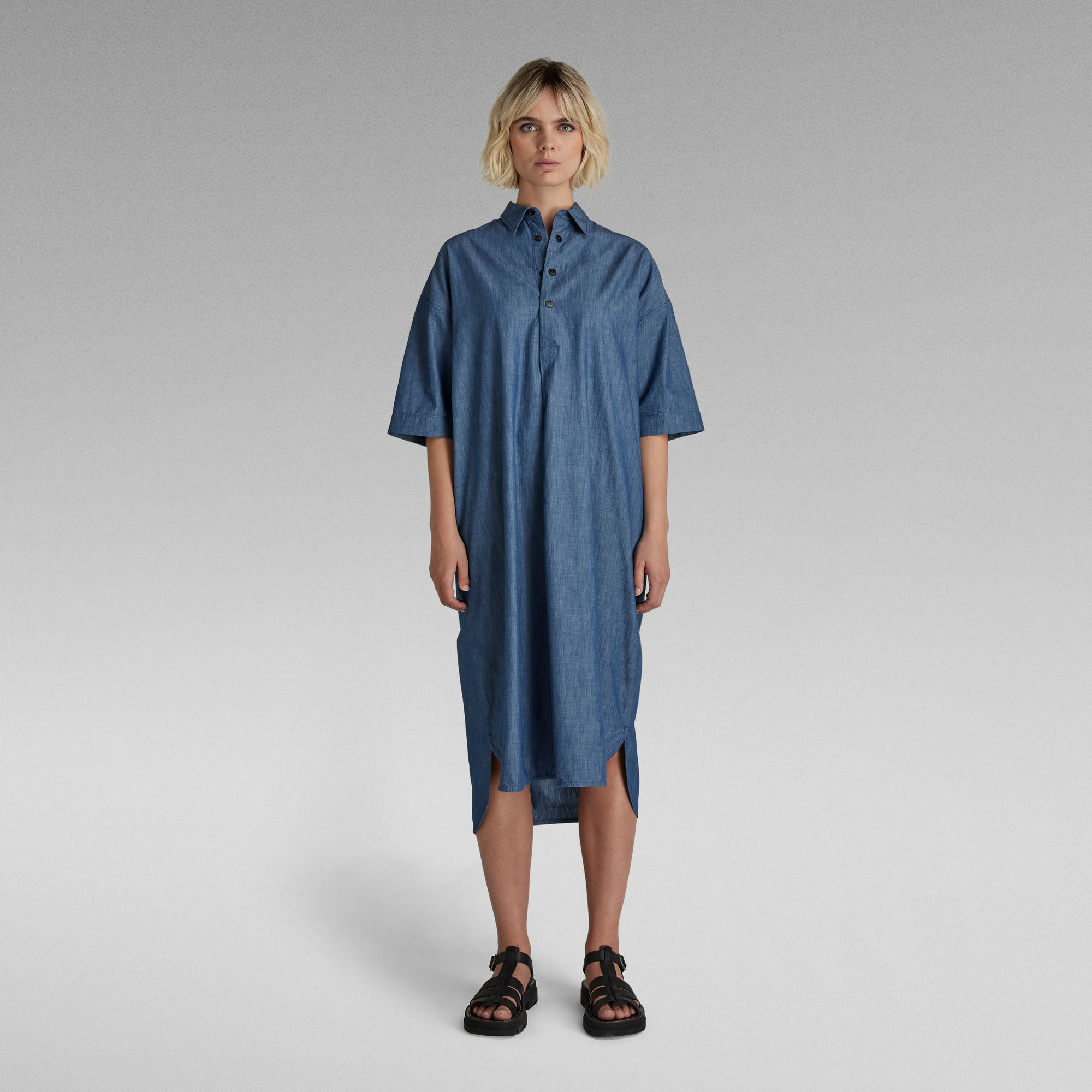 

Long Shirt Dress - Dark blue - Women