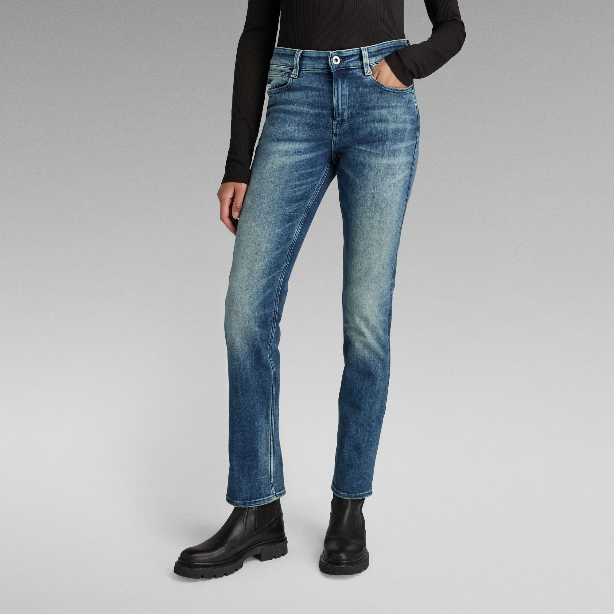

Noxer Straight Jeans - Mittelblau - Damen