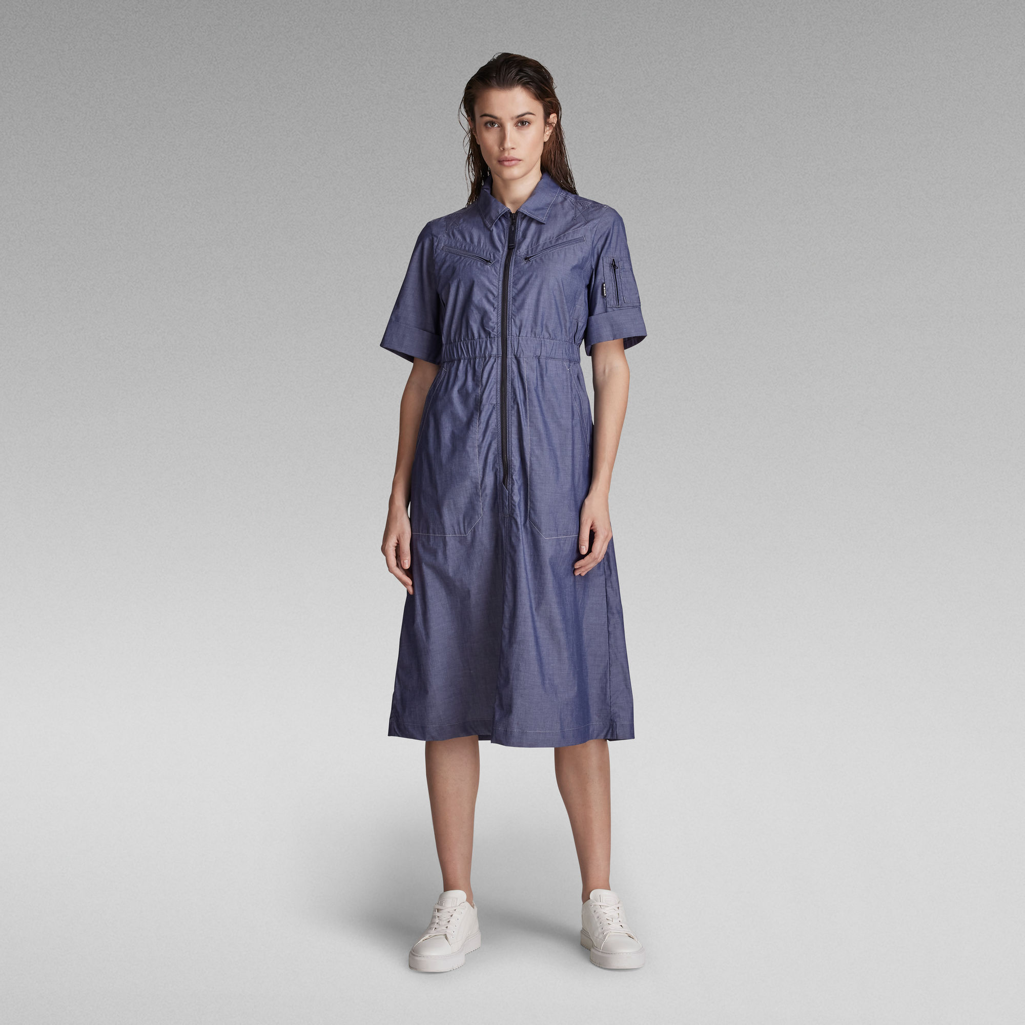 

Flightsuit Holiday Jurk - Midden blauw - Dames