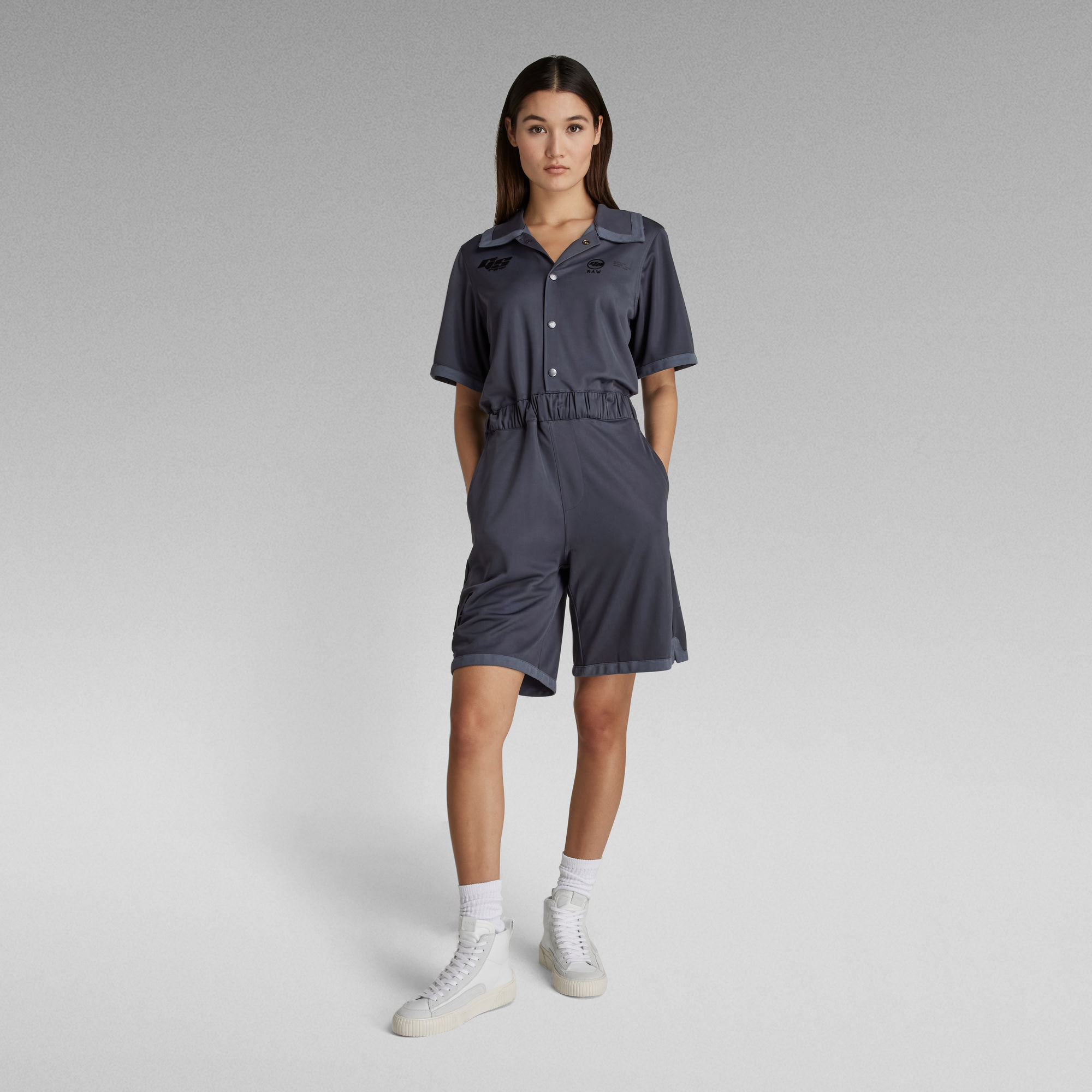 

Baseball Graphic Playsuit - Medium blue - Women