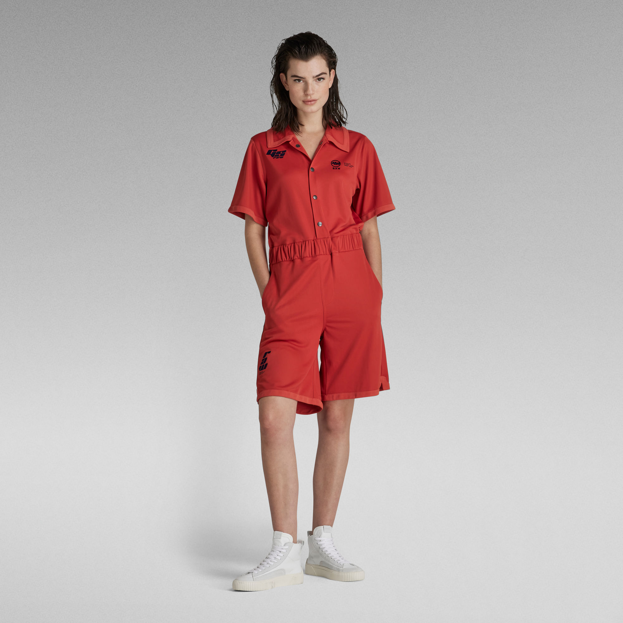 

Baseball Graphic Playsuit - Red - Women