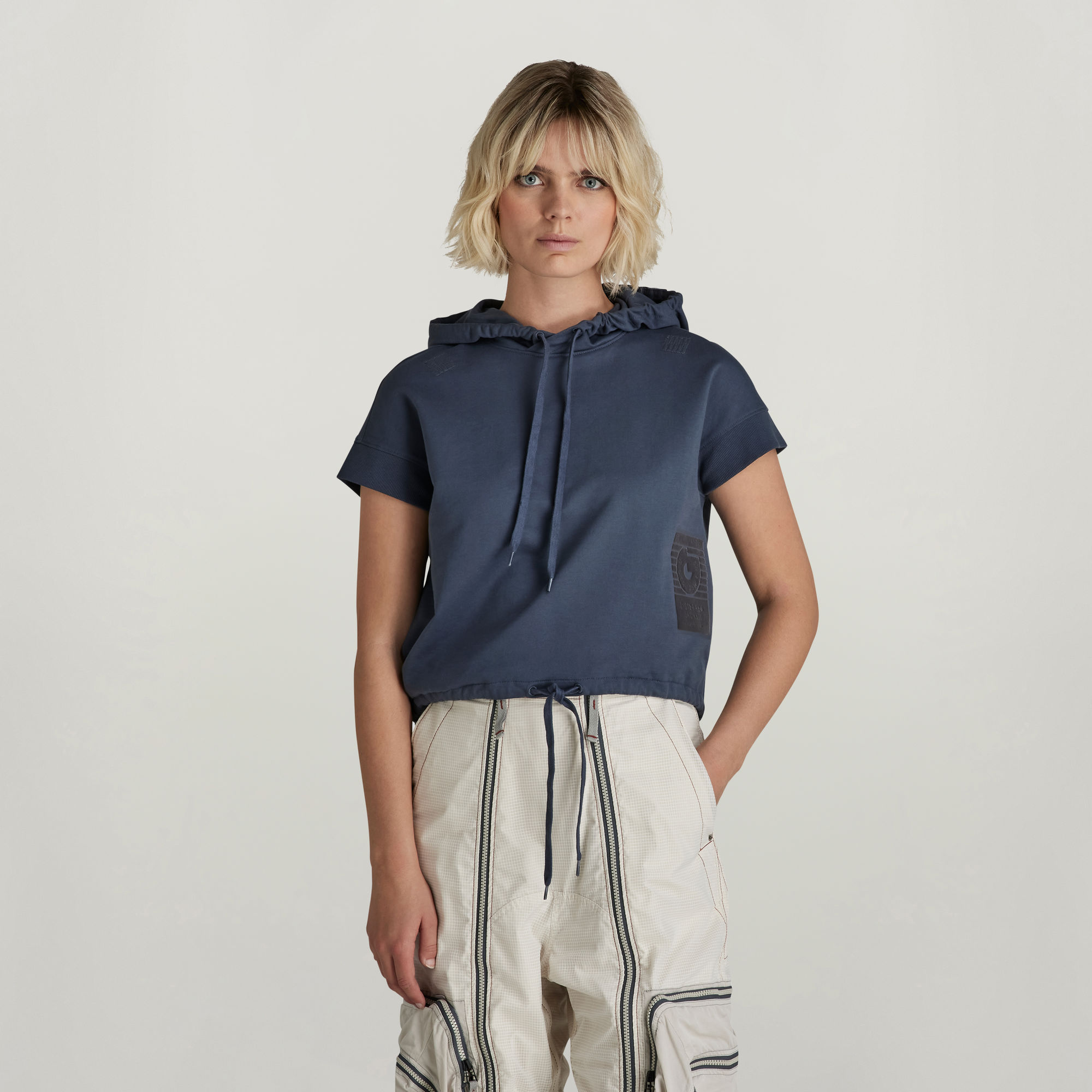 

Boxed Graphic Hoodie - Midden blauw - Dames
