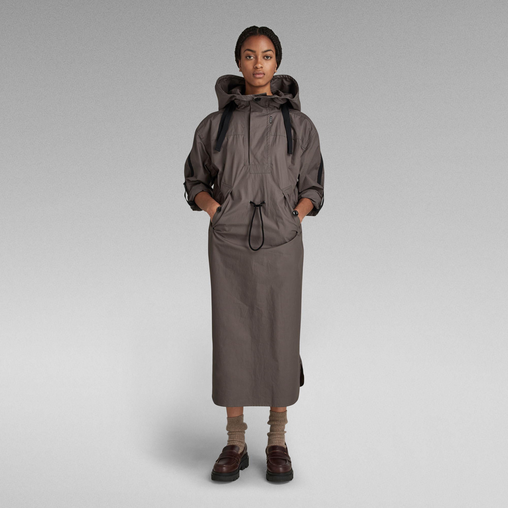 Anorak Kleid - Grau - Damen