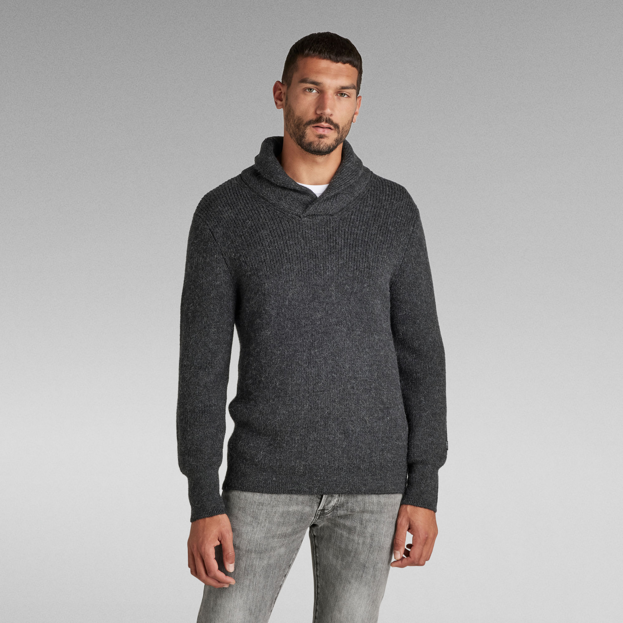 E Shawl Collar Knitted Pullover - Mehrfarbig - Herren