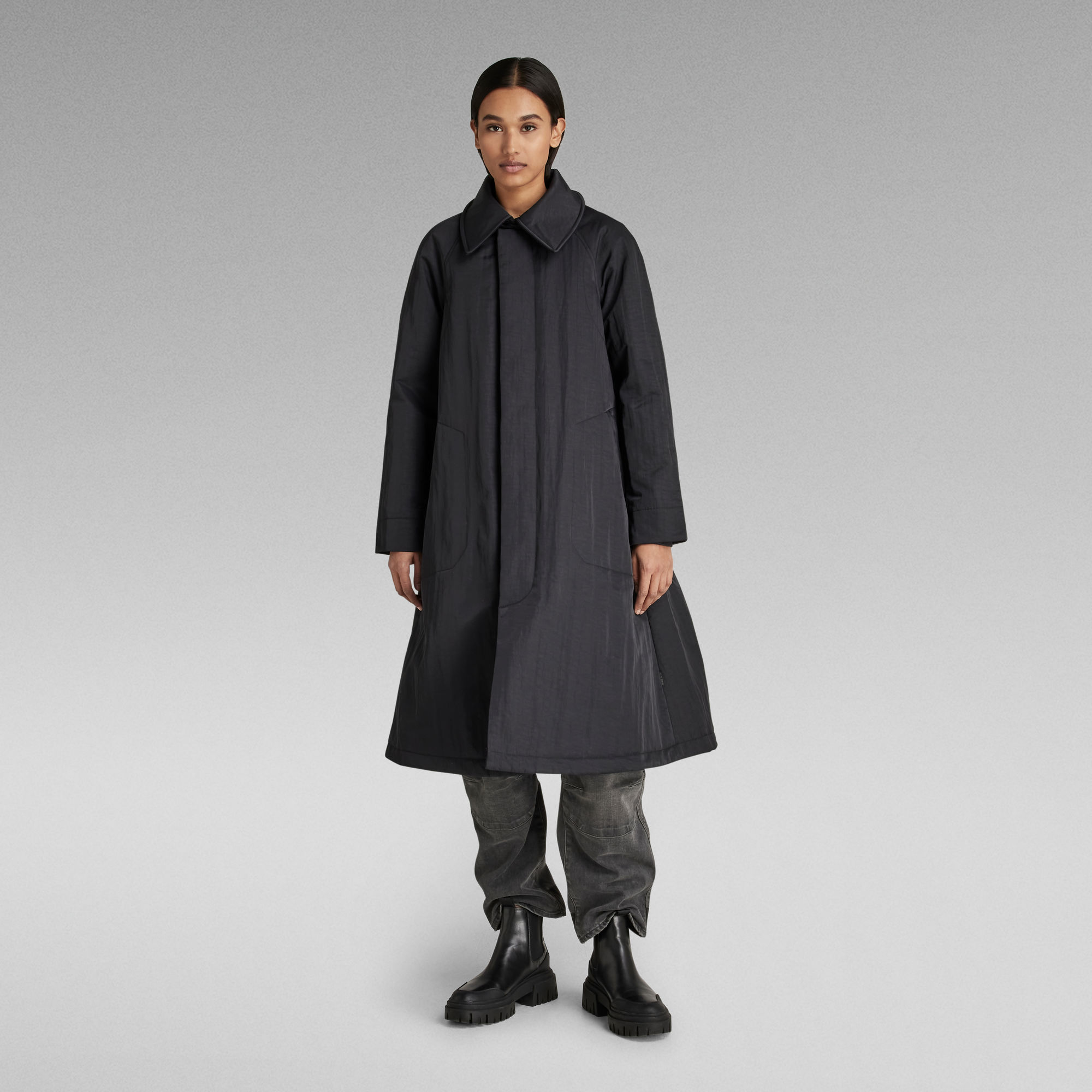 

Padded Wide Trench - Black - Women