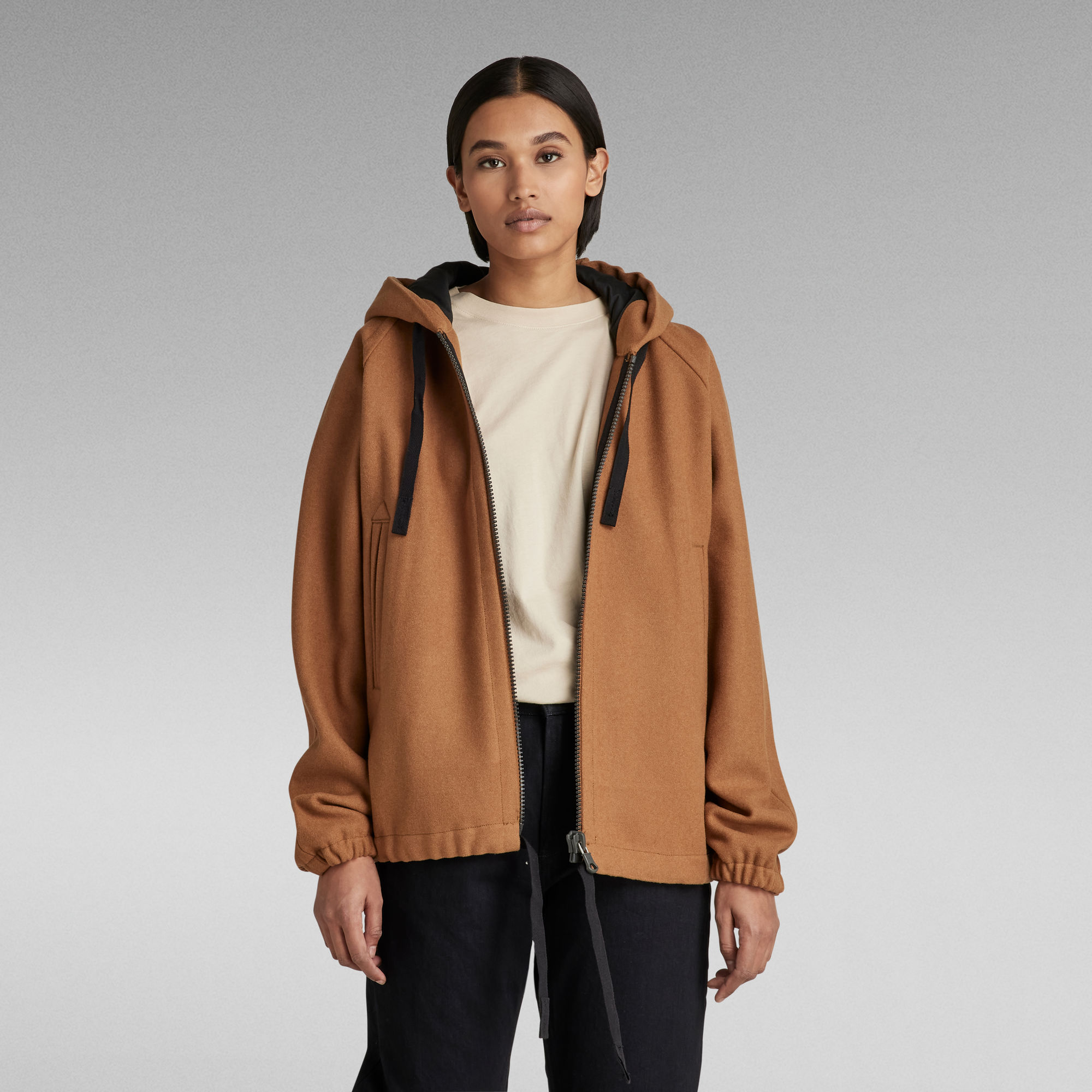 

Wool Hoody Jacket - Brown - Women