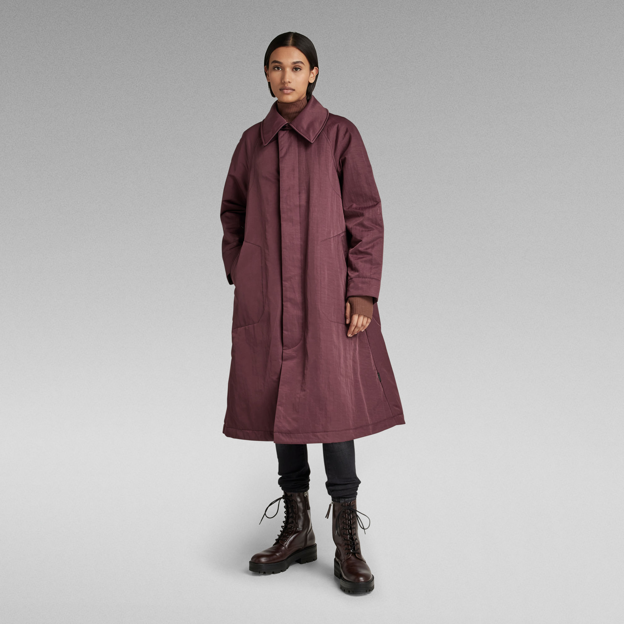 

Padded Wide Trench - Purple - Women