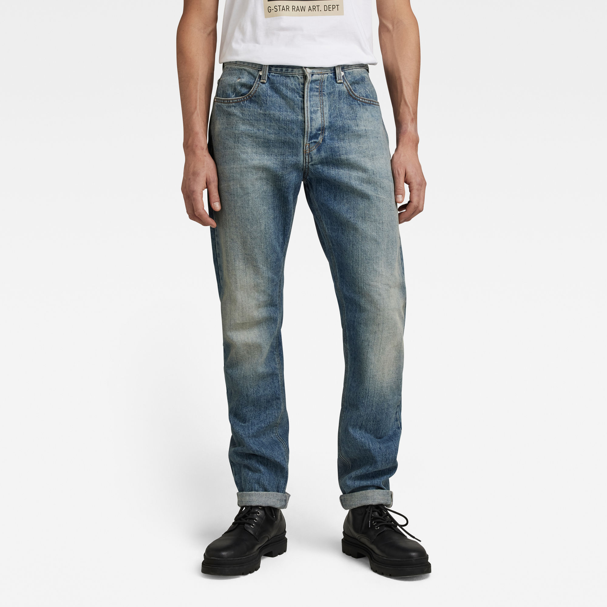 

Triple A Regular Straight Selvedge Jeans - Midden blauw - Heren