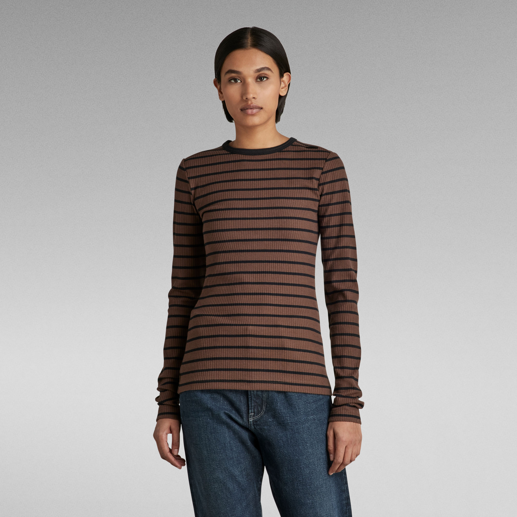 Slim Rib 2.0 Stripe Top - Mehrfarbig - Damen