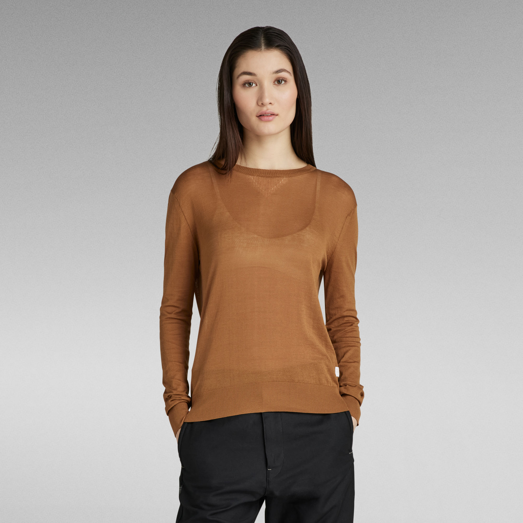 Core Round Neck Strickpullover - Braun - Damen