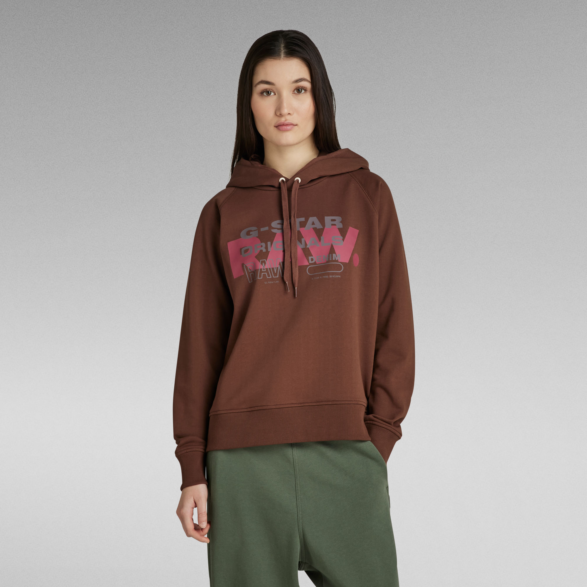 

Raglan Raw Originals Hooded Sweater - Brown - Women