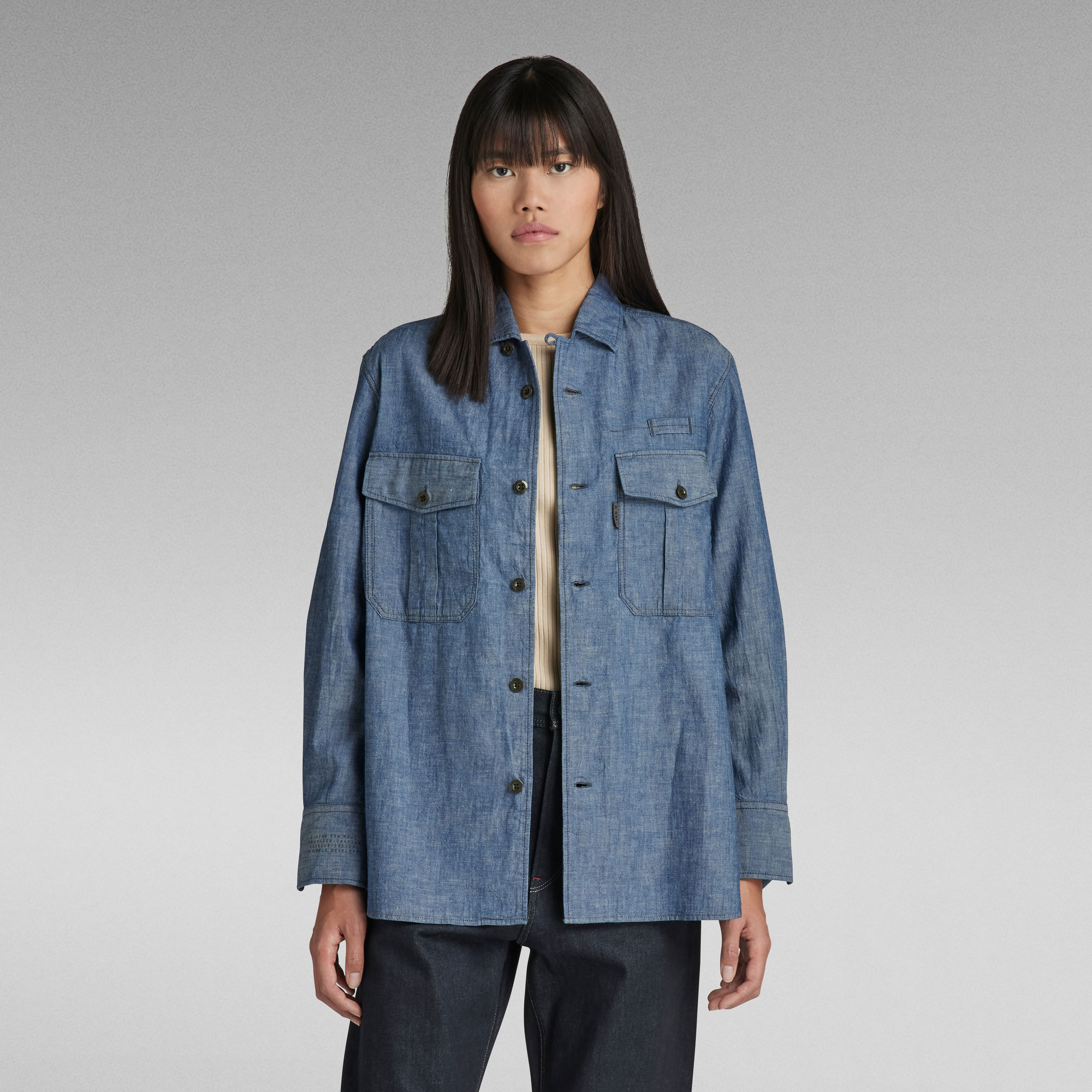 

Officer Boyfriend Shirt - Donkerblauw - Dames