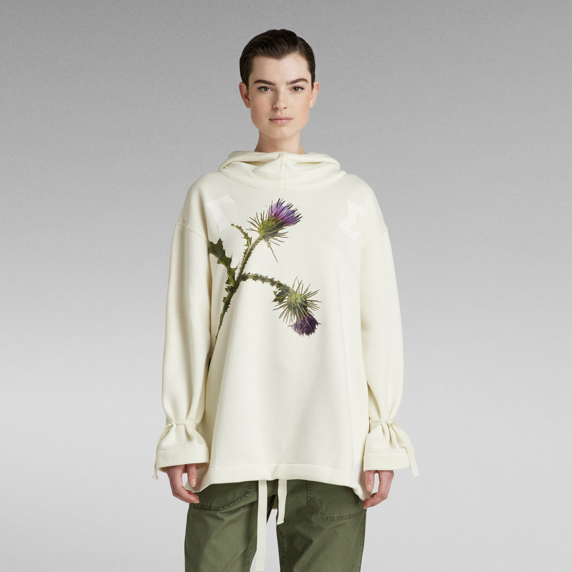 

Thistle Anorak Oversized Hooded Sweater - White - Women