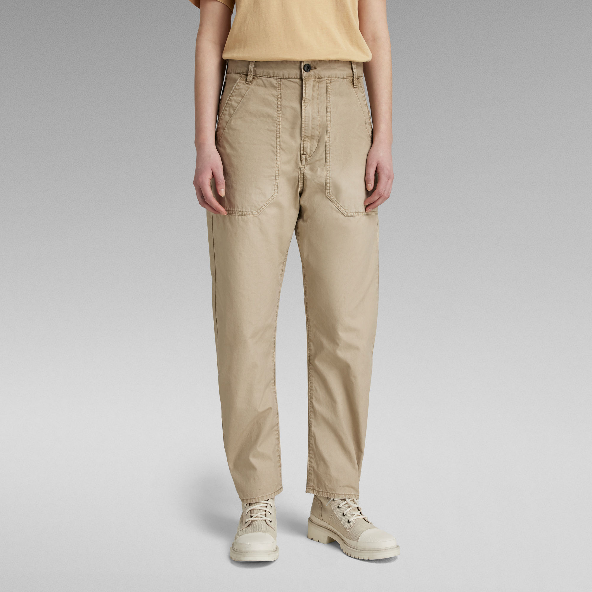 

3D Fatigue Boyfriend Pants - Beige - Women