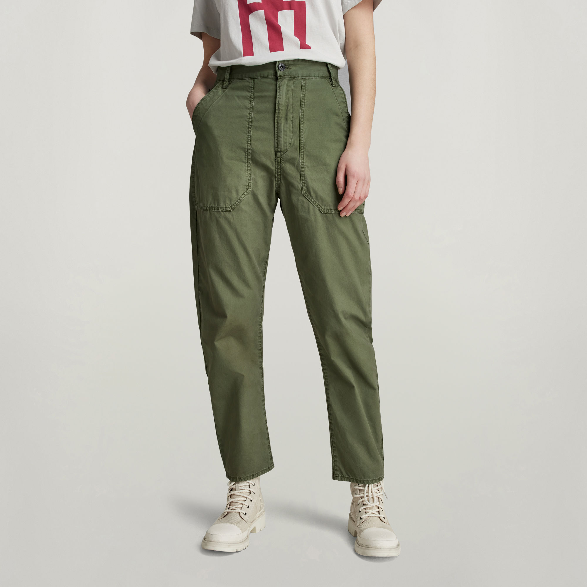

3D Fatigue Boyfriend Hose - Grün - Damen