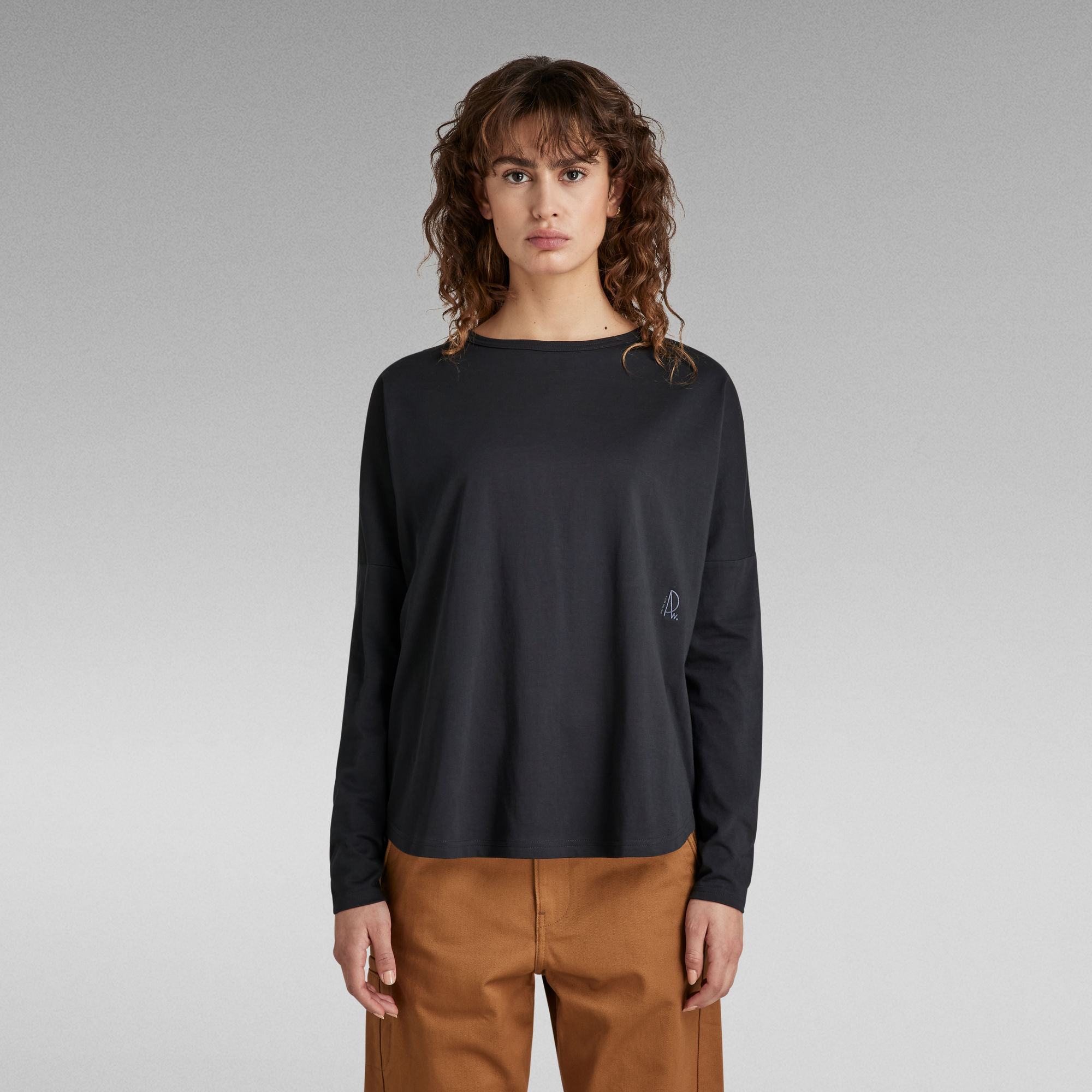 

Woven Mix Loose Top - Black - Women