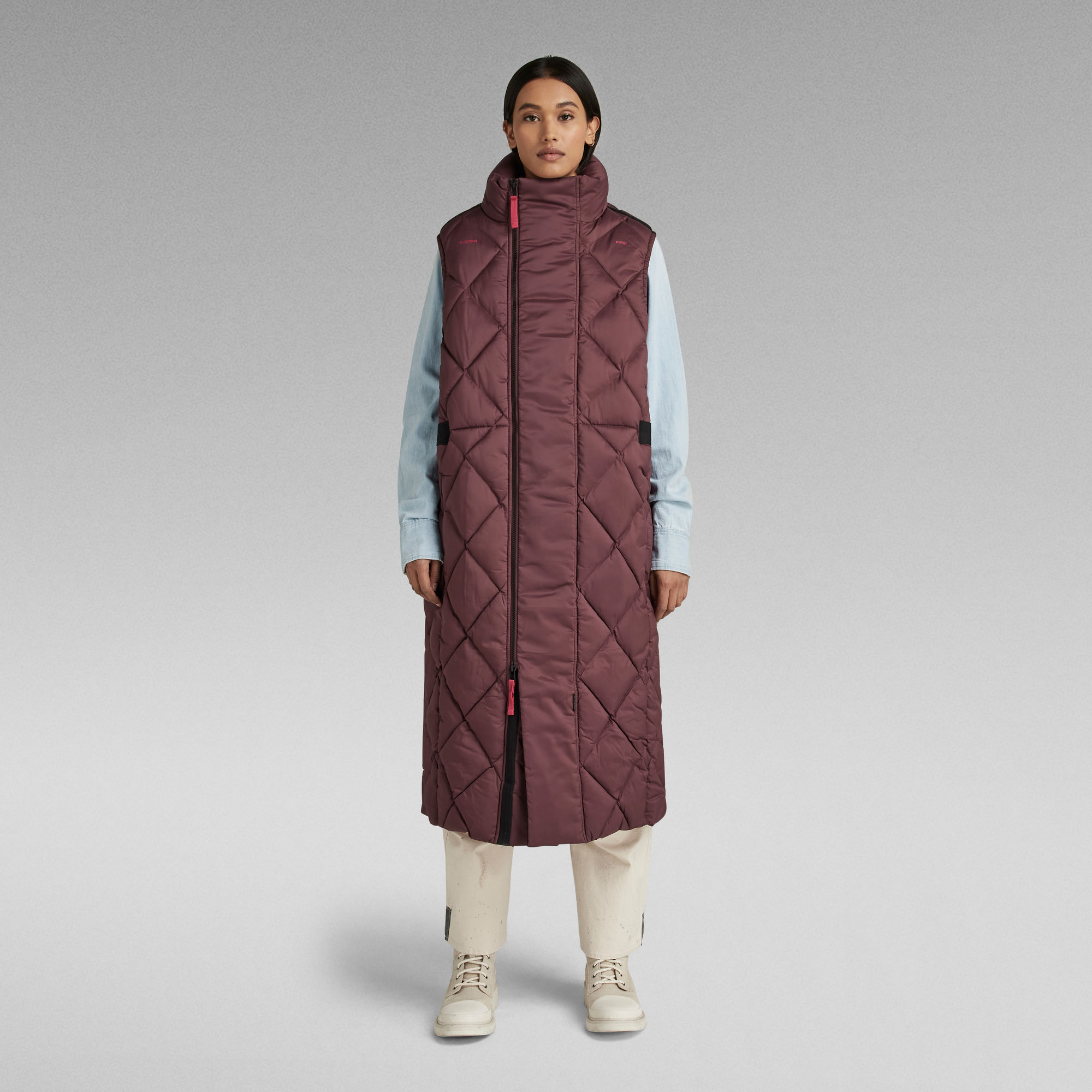 

G-Whistler Padded Extra Long Sleeveless Puffer - Purple - Women