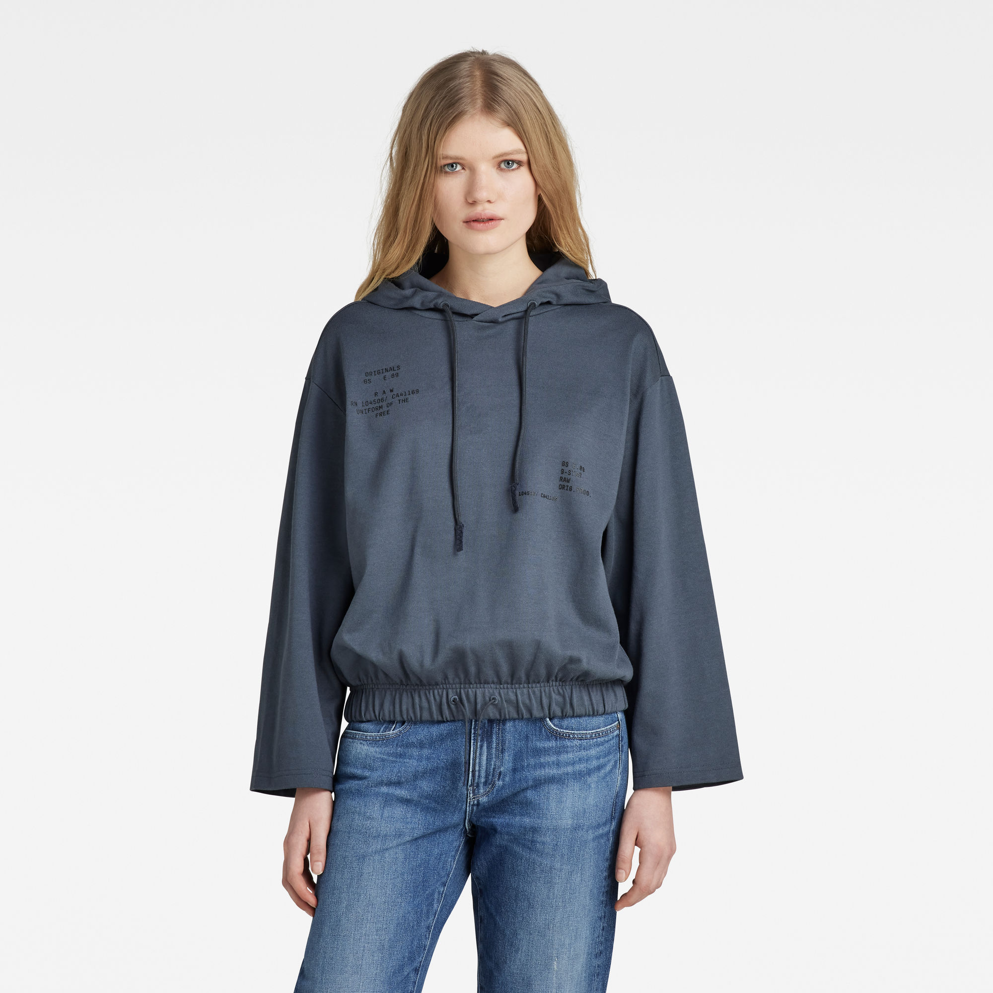 

Hoodie Text Print Loose - Midden blauw - Dames
