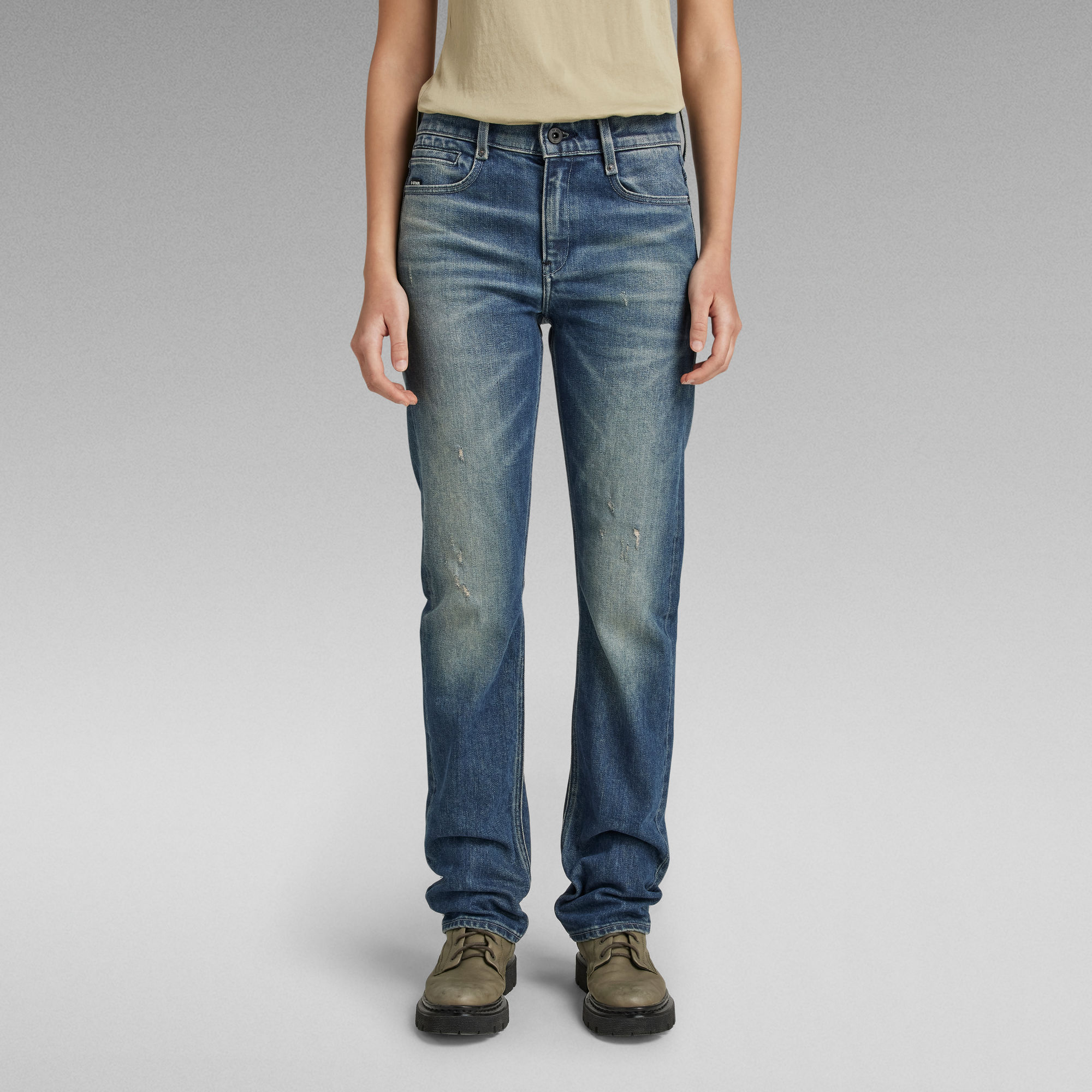

Noxer Straight Selvedge Jeans - Midden blauw - Dames