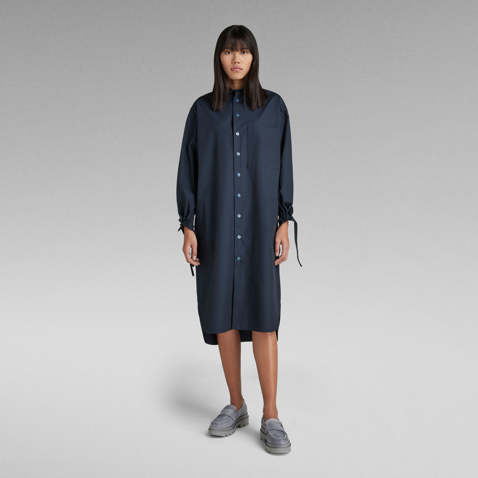 Long Shirt Kleid - Dunkelblau - Damen