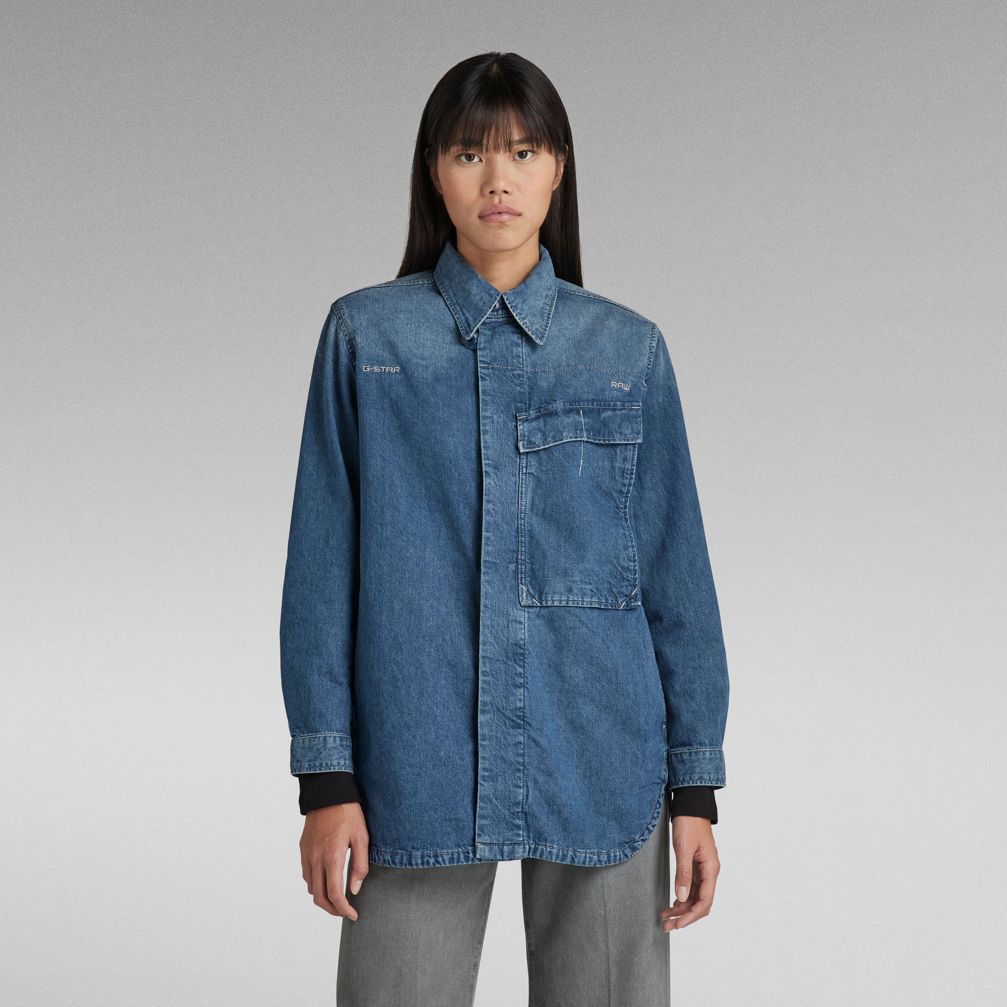 

Mysterious Overshirt - Medium blue - Women